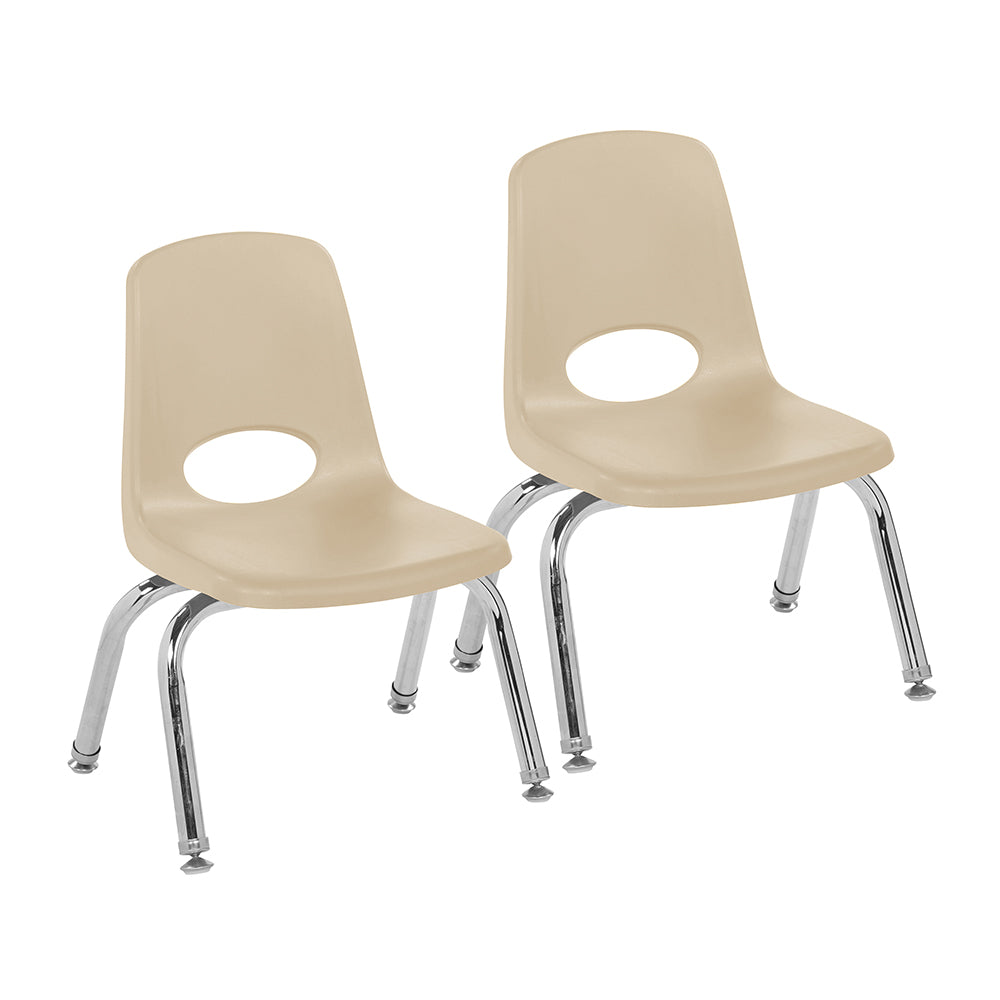 Two beige chairs with chrome legs on a white background