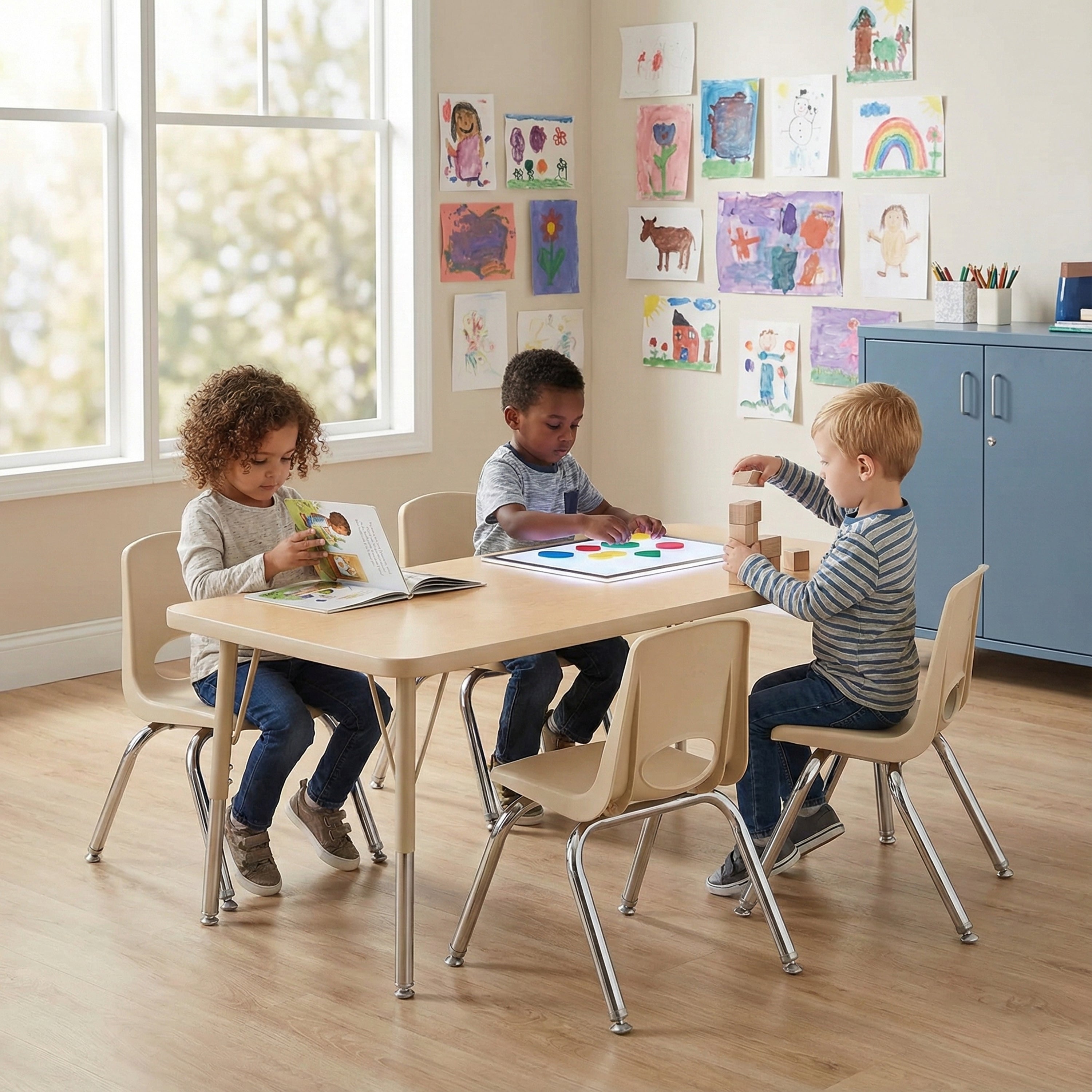 12" Sand Stack Chairs 2-Piece Set | Durable, No-Snag Classroom Seating