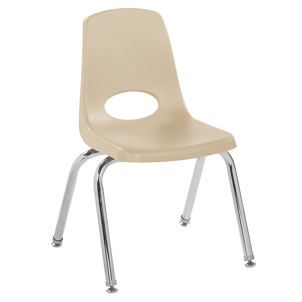 Beige chair with chrome legs on a white background