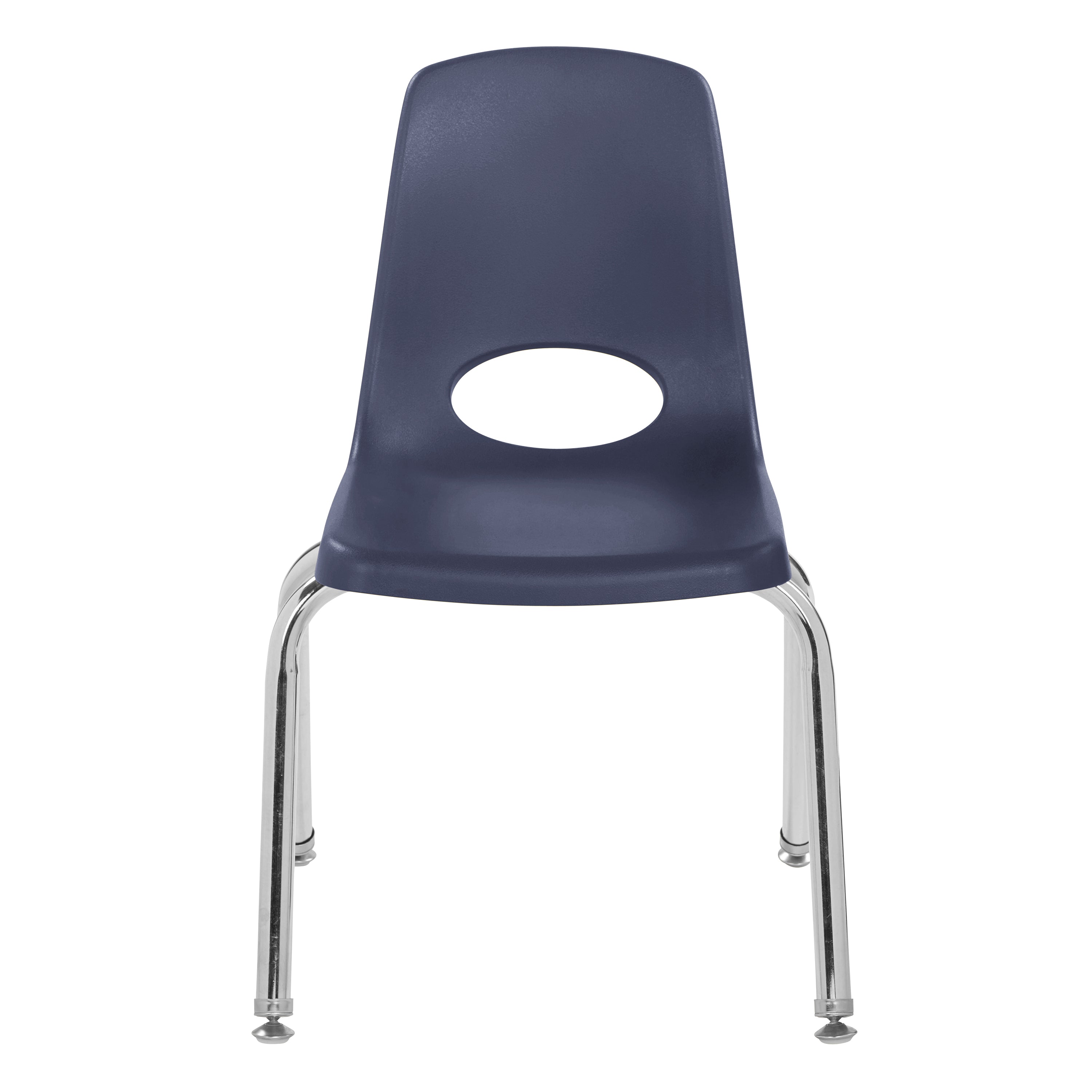 Blue chair with a circular hole on a white background