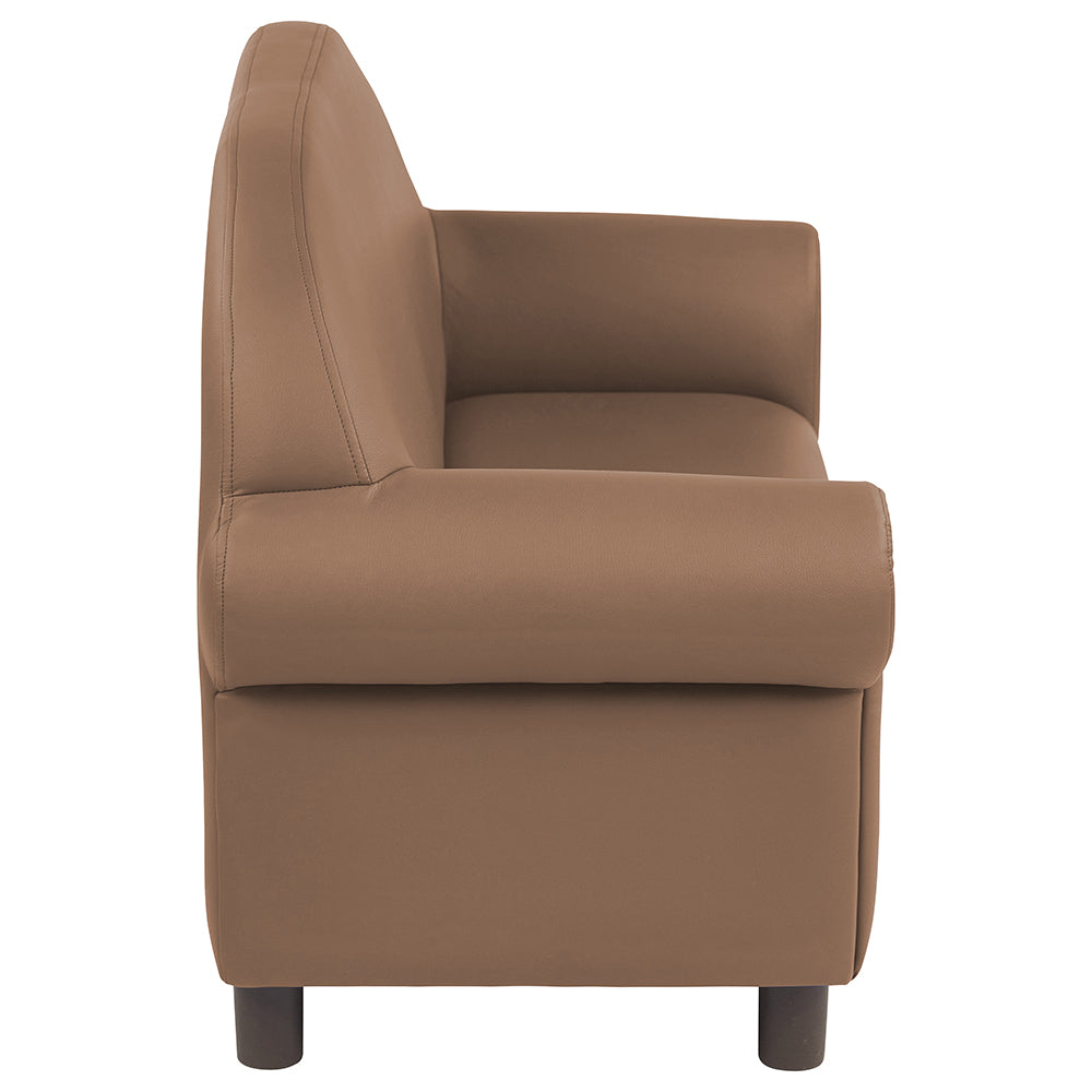 Side View of Little Lux Chocolate Preschool Sofa
