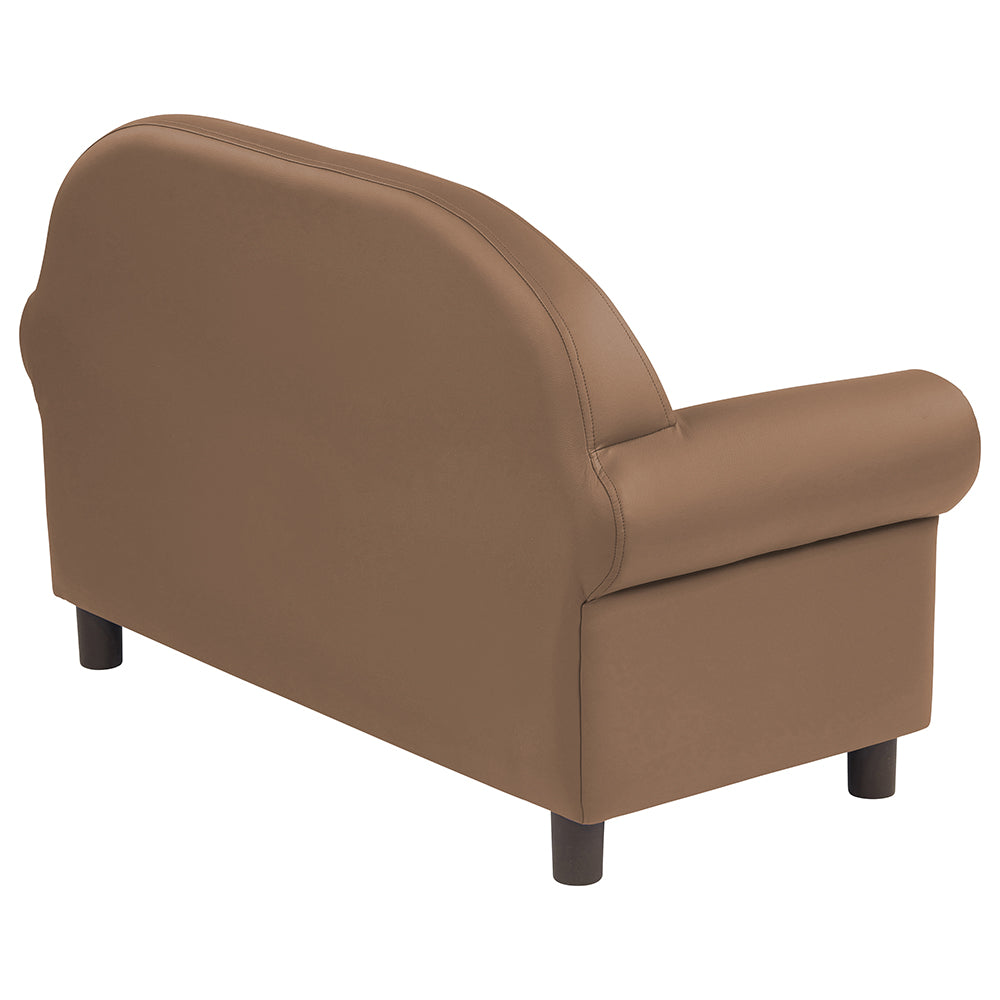 Back View of Little Lux Chocolate Preschool Sofa