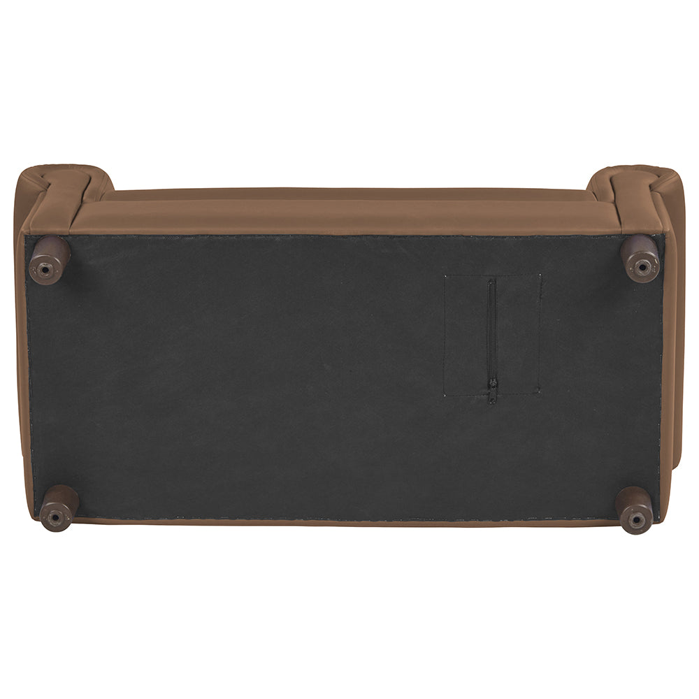 Bottom View of Little Lux Chocolate Preschool Sofa