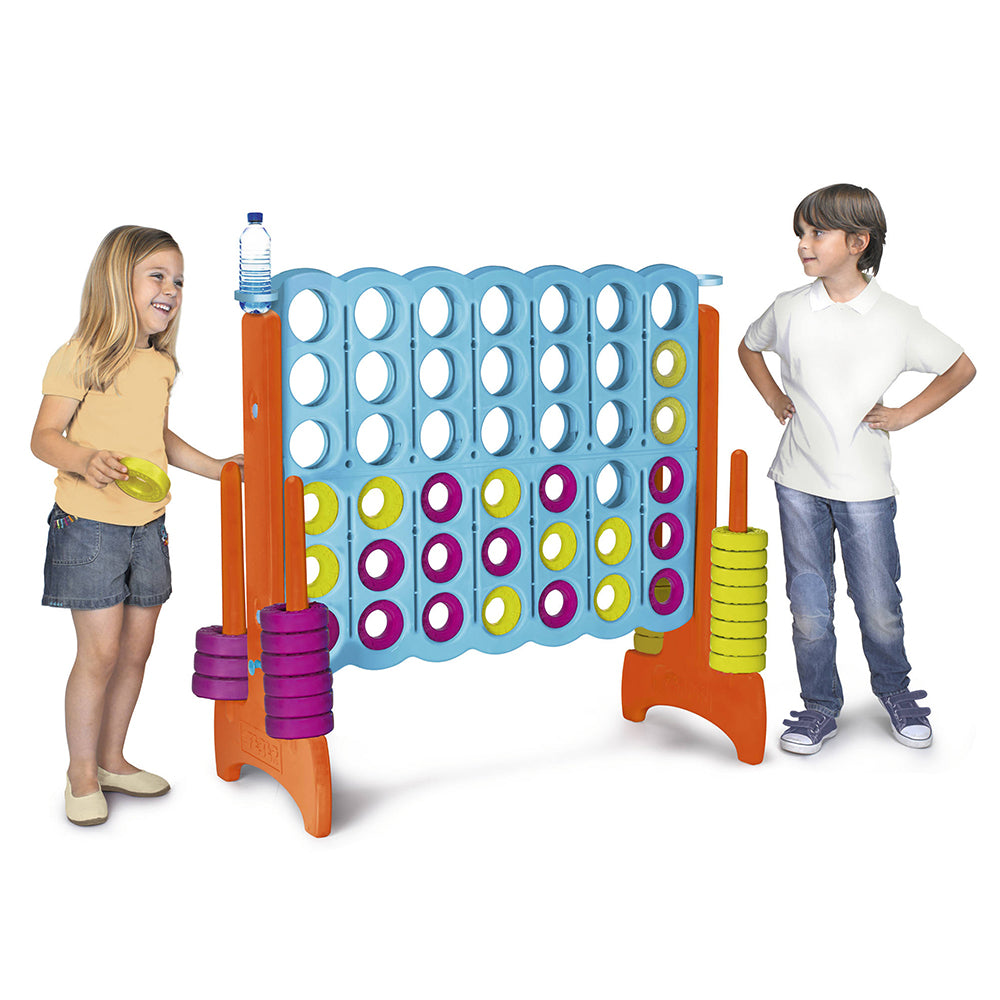 Children playing with a colorful outdoor game set on a white background