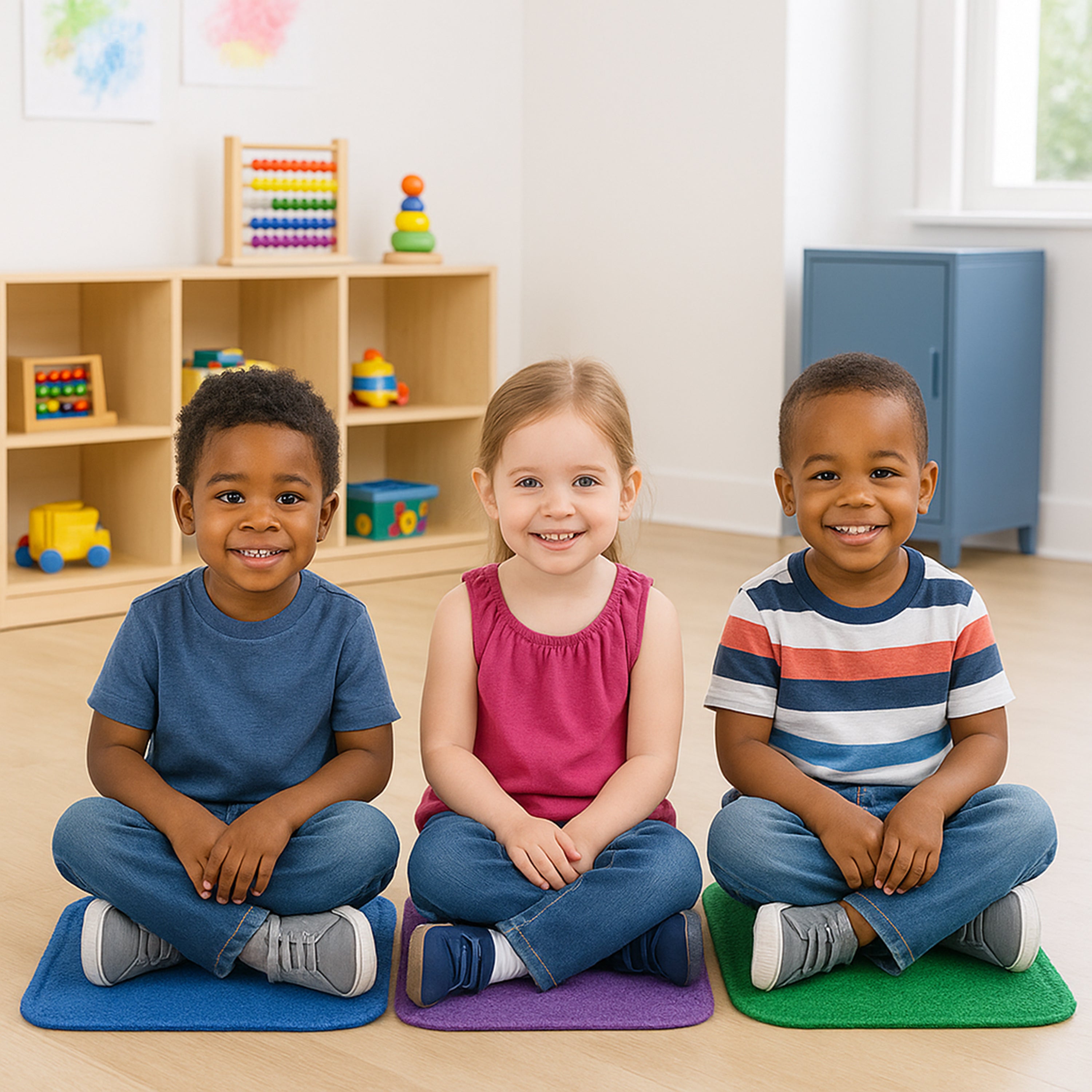 Oversized Classroom Carpet Squares | Jumbo 24-Piece Set with Stow-N-Go Tote