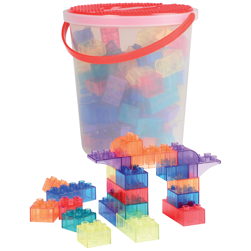 Transparent Building Bricks & Reusable Storage Bucket