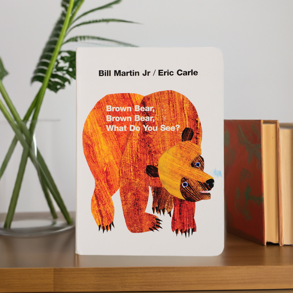 Eric Carle Board Book "Brown Bear, Brown Bear What Do You See" on table