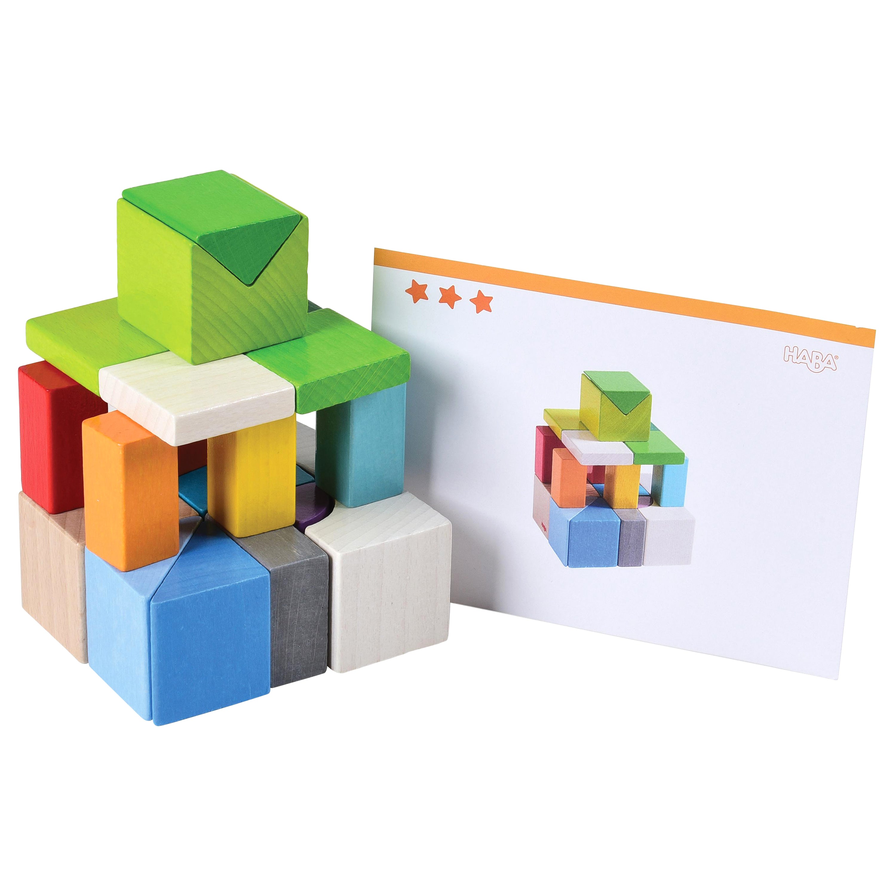 Wooden Building Blocks Set, 19-Piece Montessori STEM Toy for Kids Ages 3+, Colorful Cube Puzzle, Educational Learning