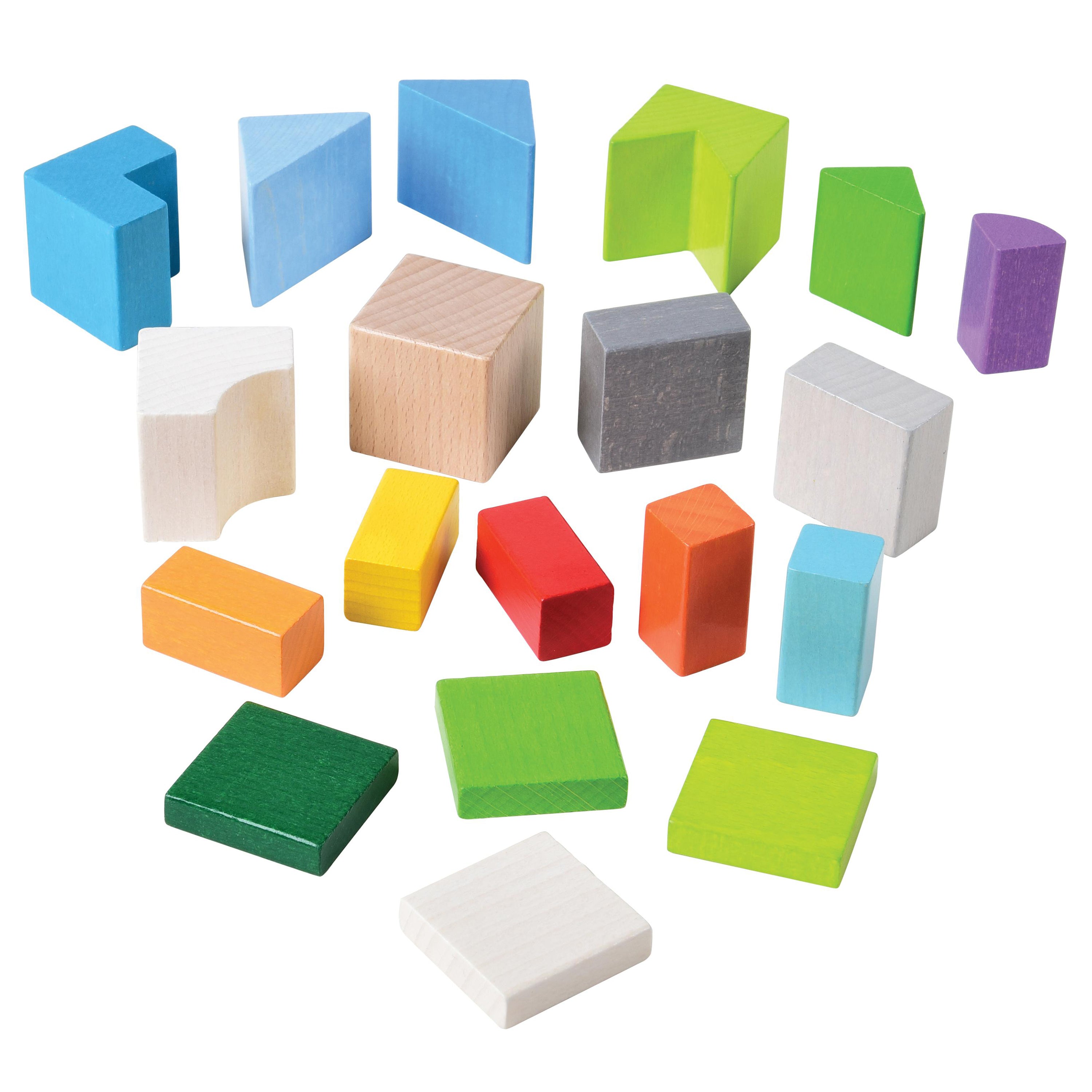 Wooden Building Blocks Set, 19-Piece Montessori STEM Toy for Kids Ages 3+, Colorful Cube Puzzle, Educational Learning
