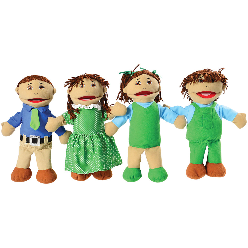 4 Piece Set of Hispanic Family Open Mouth Puppets