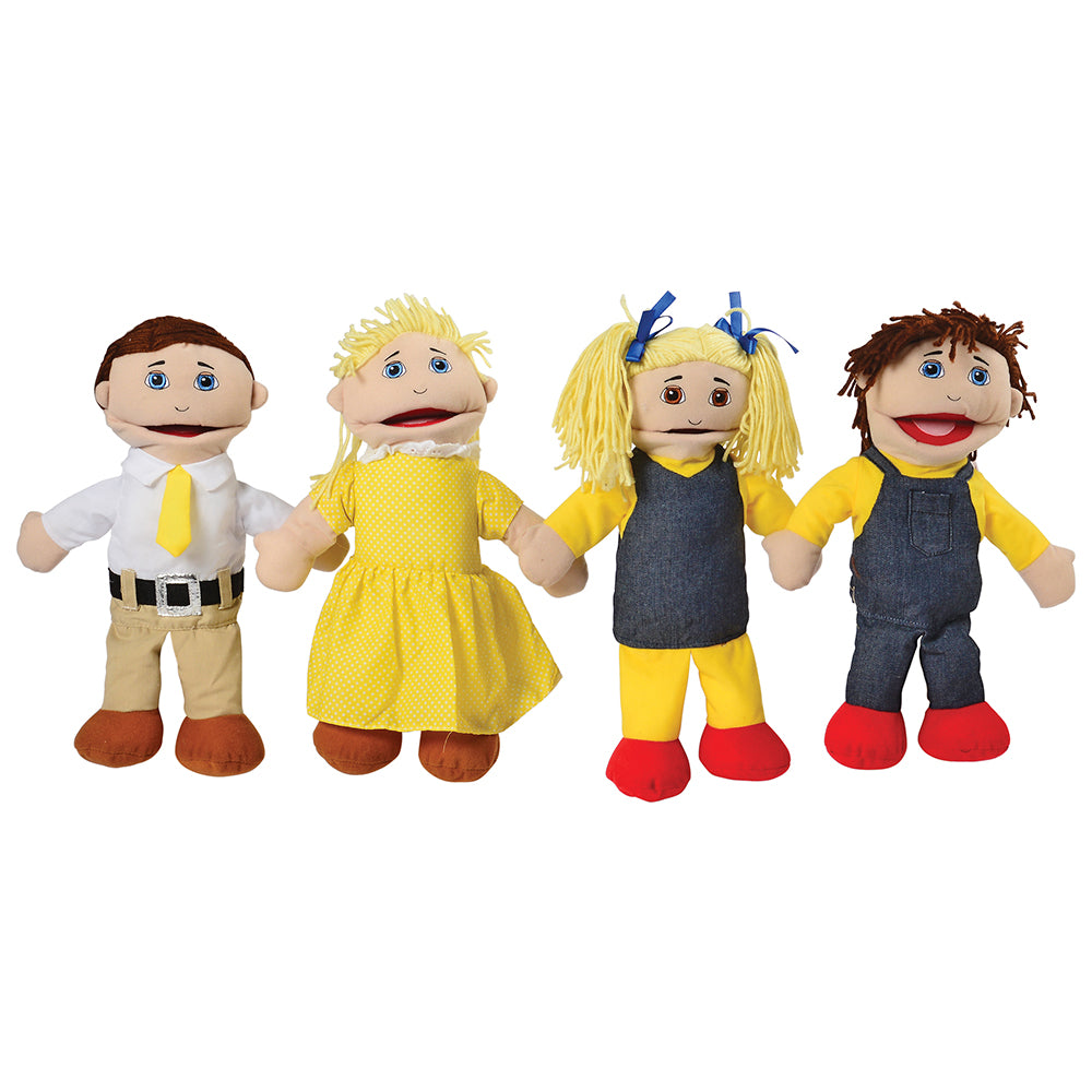 4 Piece Set of Caucasian Family Open Mouth Puppets