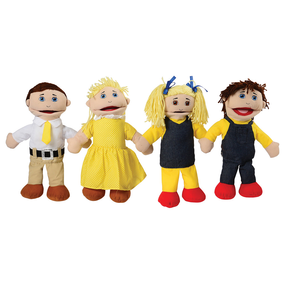 Caucasian Family Puppet Set