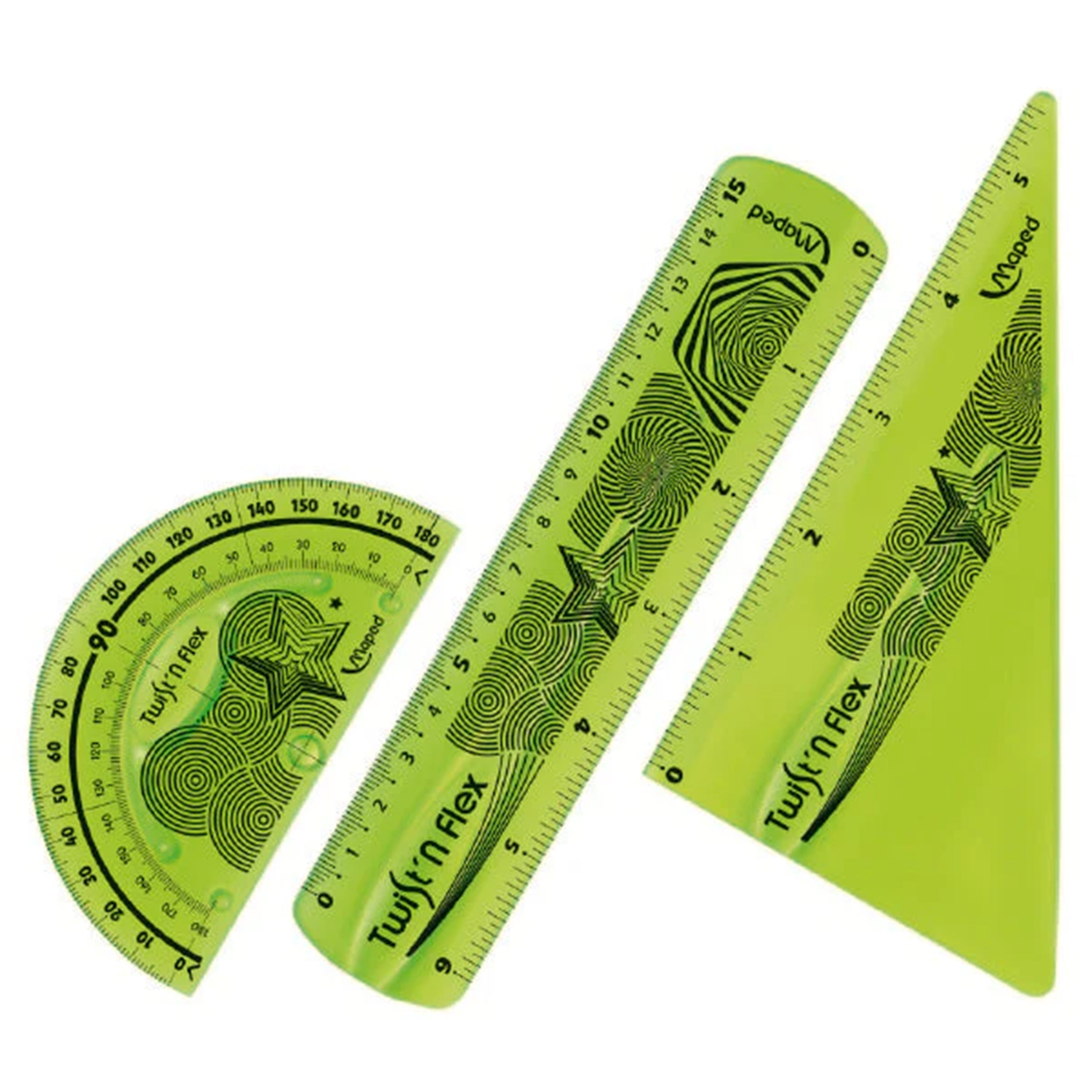 Unbreakable Twist & Flex Geometry Set – Flexible Ruler, Triangle & Protractor Kit for Kids, STEM, Drafting & Classroom Use, Assorted Colors, Ages 6+