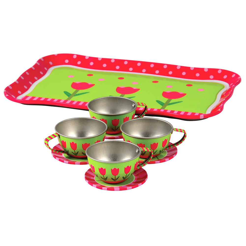 Tin Tea Set for Kids | Service for 4 with Tray