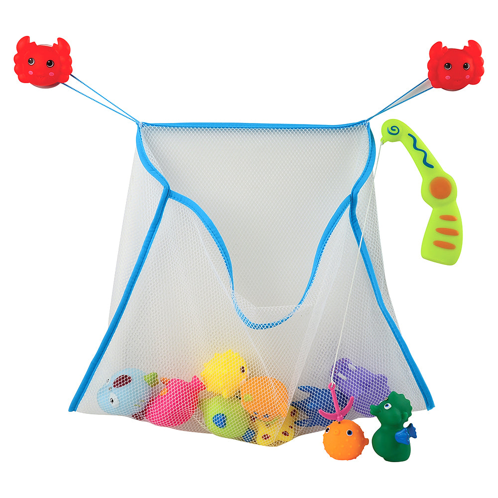 Magnetic Bathtub Fishing Game with 10 Soft Sea Creatures, Fishing Pole & Draining Net
