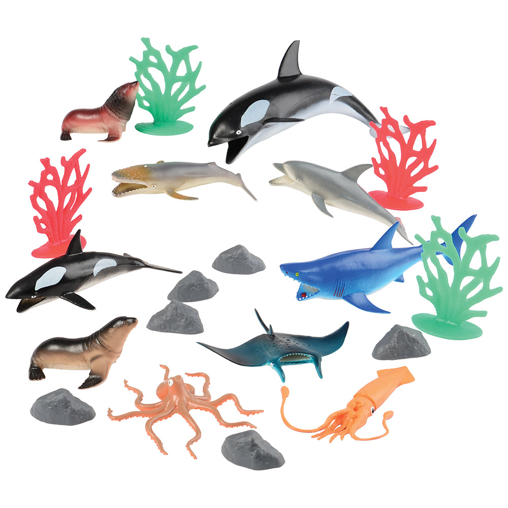 Plastic Ocean-Themed Figurines with Sea Foliage