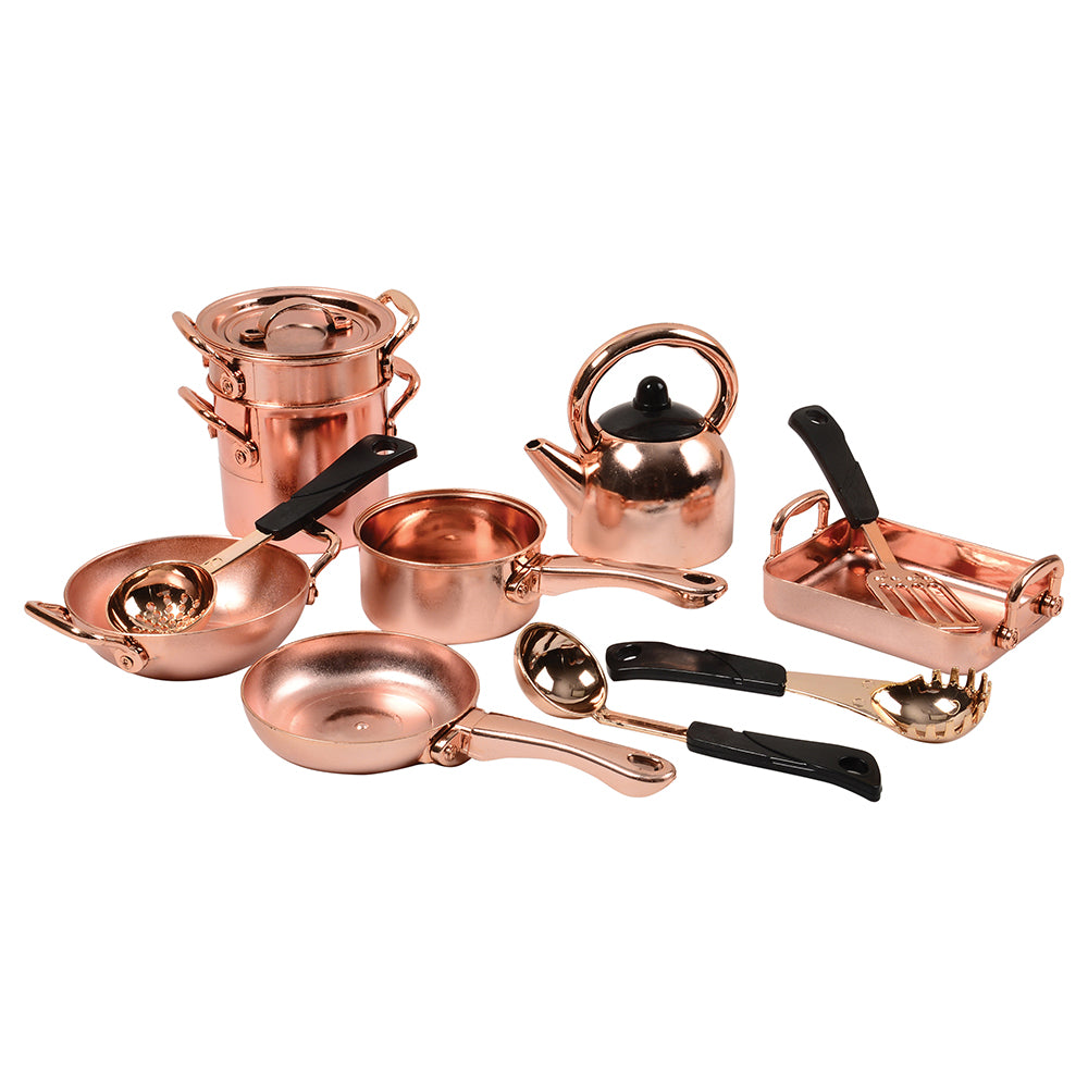 13-Piece Kids' Copper Kitchen Play Set | Realistic Pretend Play Cookware