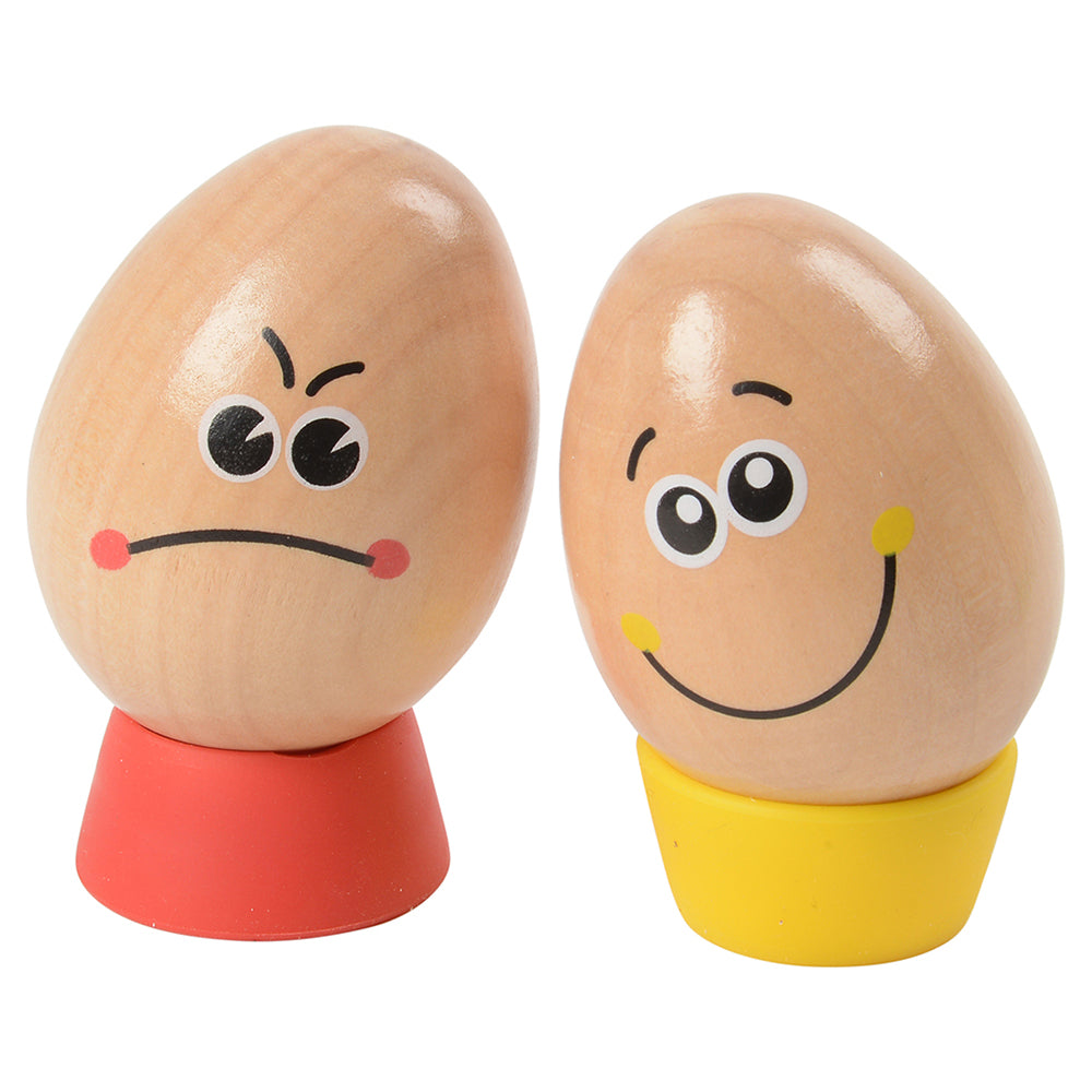 Angry & Smiley Faced Wooden Eggs