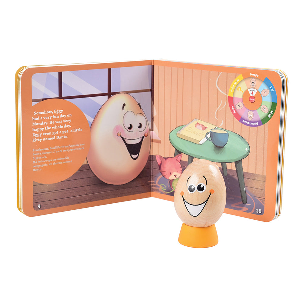 Happy Faced Wooden Egg with Storybook