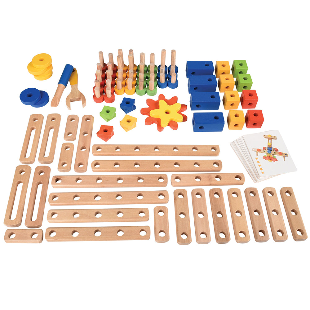 Wooden Nuts And Bolts Builder Construction Set 84 Pieces STEM Wooden Nuts And Bolts Builder Construction Set 84 Pieces STEM