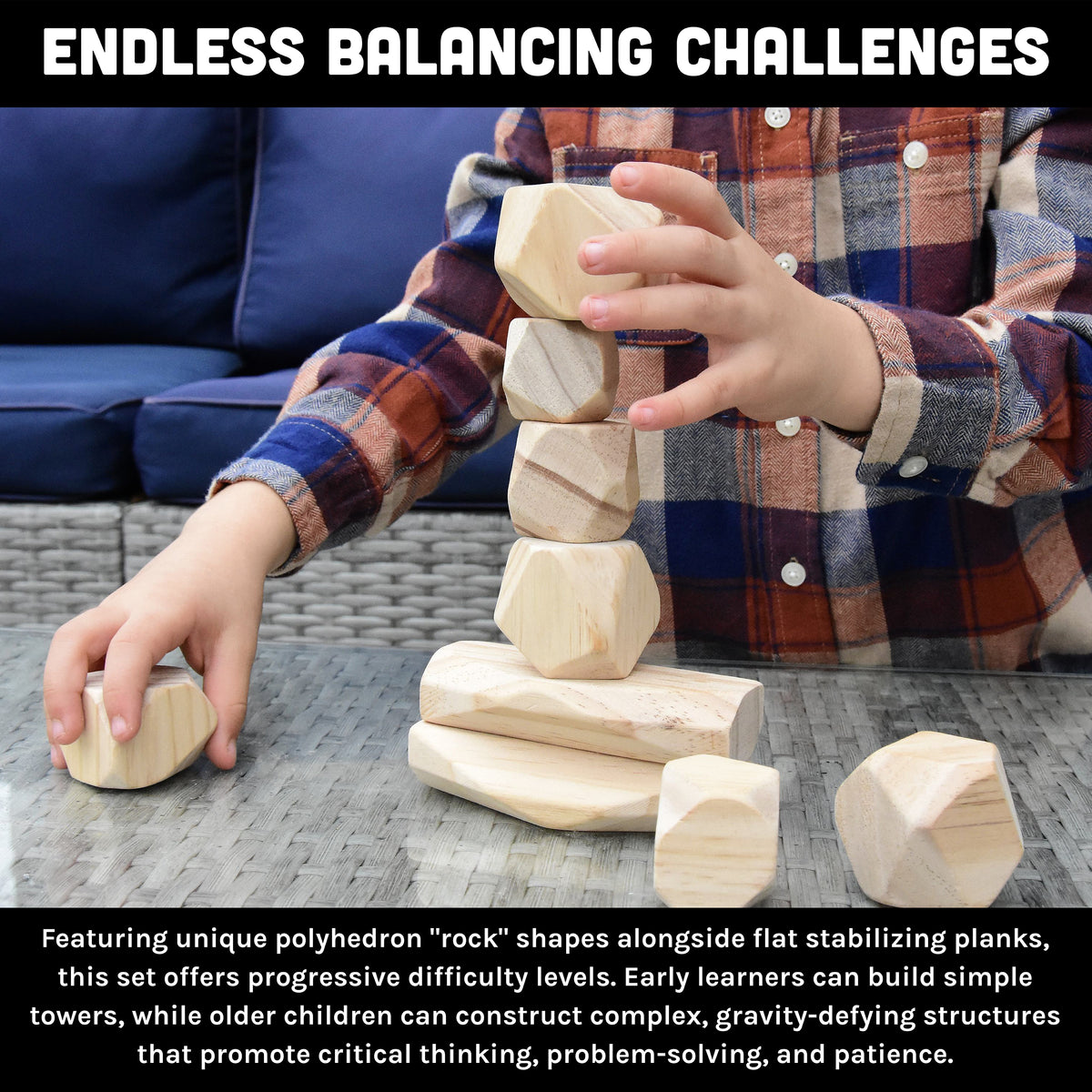 info graph of wooden blocks for endless balancing challenges
