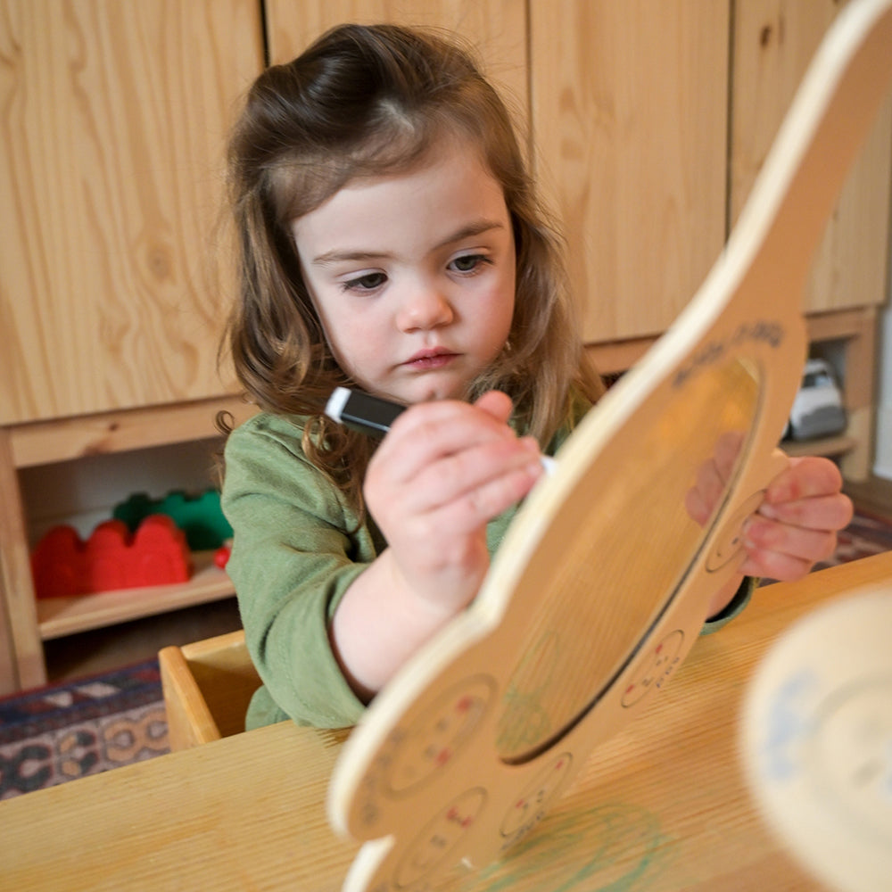 Toddler Coloring on What Are You Feeling? Emotion Mirrors with Write & Wipe Surface 