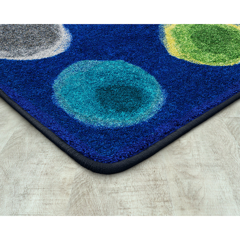 Serged Edges of Marine Watercolor Spots Classroom Seating Rug