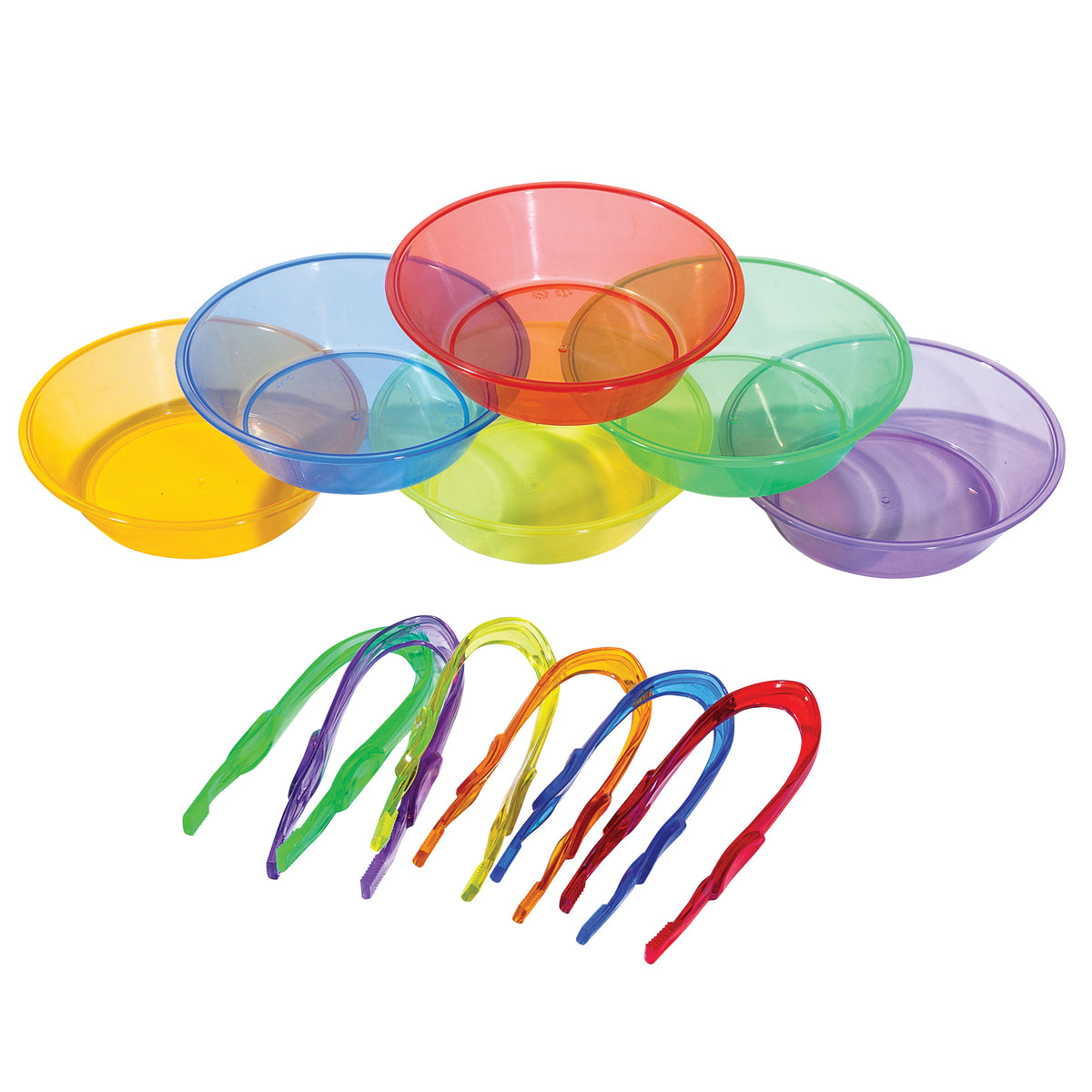 Translucent Sorting Bowls & Tweezers | 12-Piece Fine Motor & Color ...