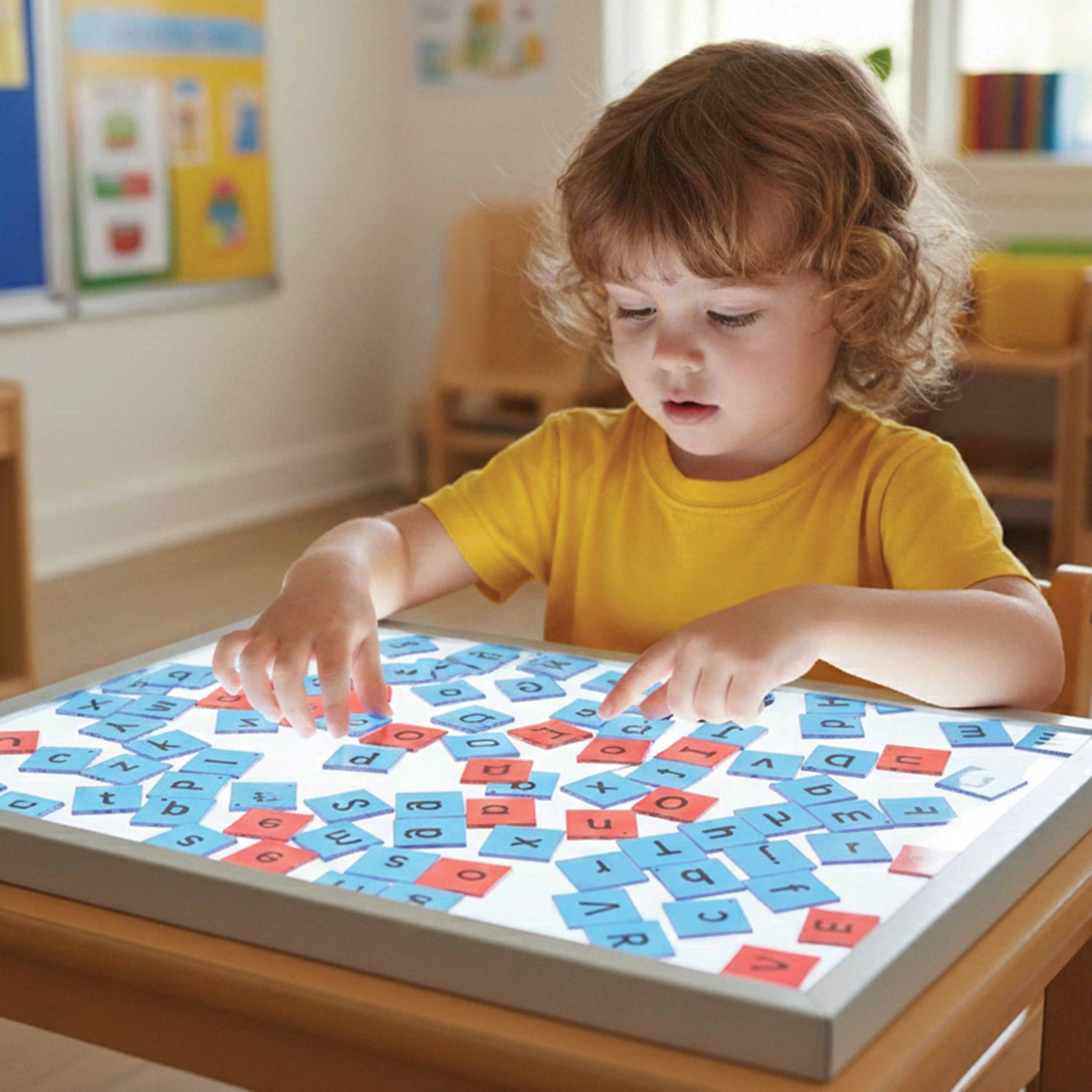 Translucent Letter Tiles | 78-Piece Light Table Alphabet Set with Red Vowels & Blue Consonants