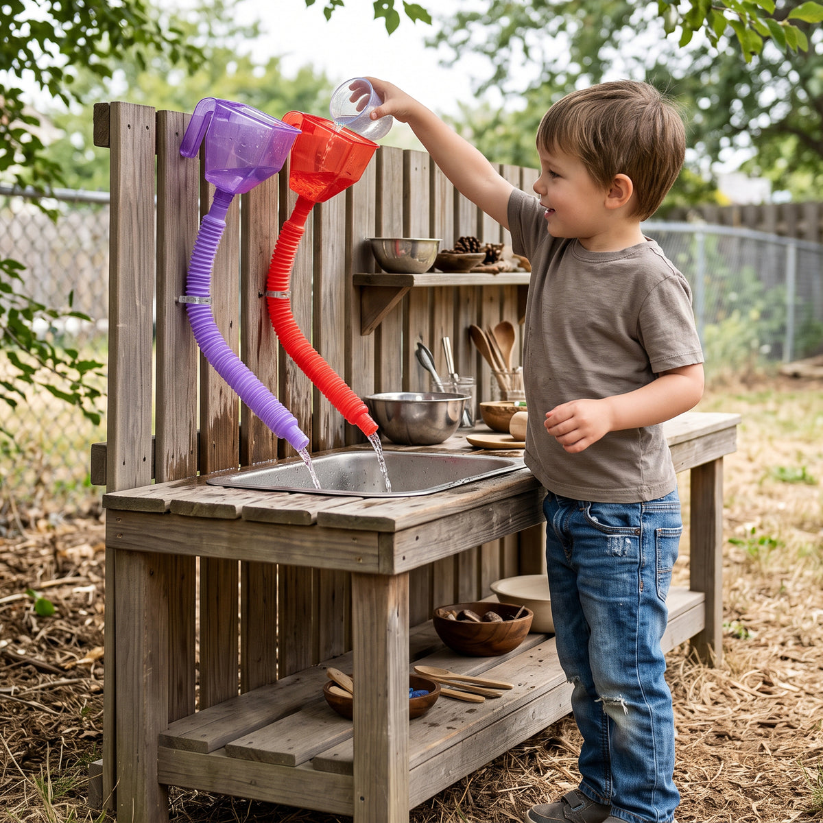 Water Play STEM Tools Set with Stretch Pipes & Funnels | Hands-On Sensory Exploration