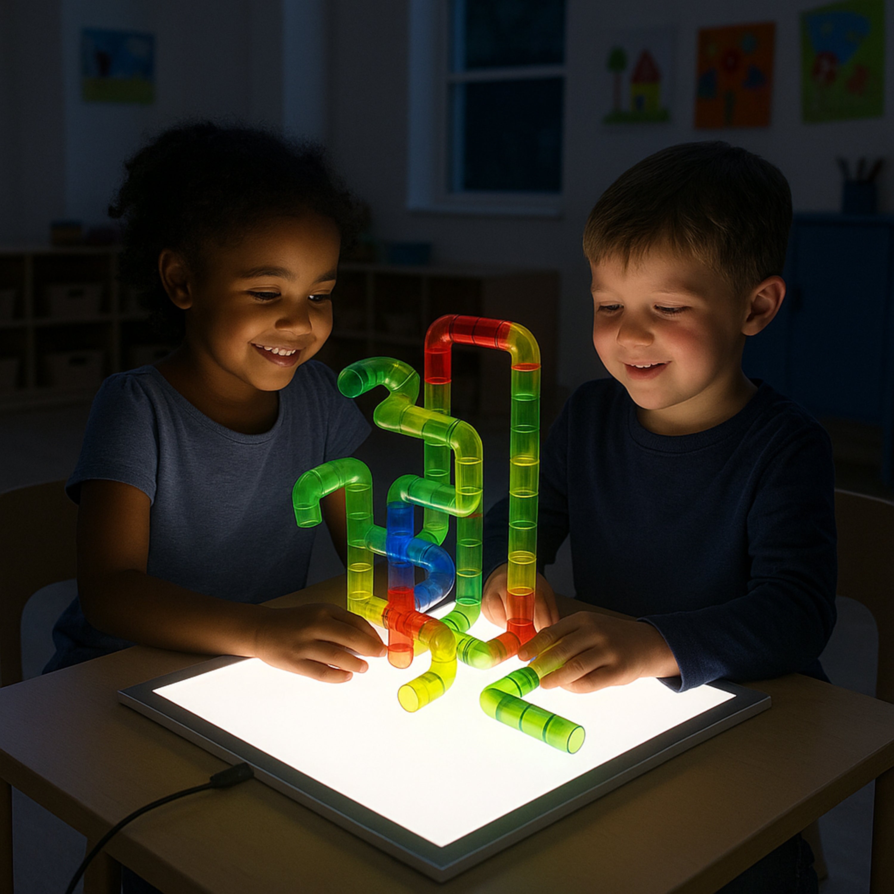 Constructive Playthings Translucent Pipe Builders - 80 PC