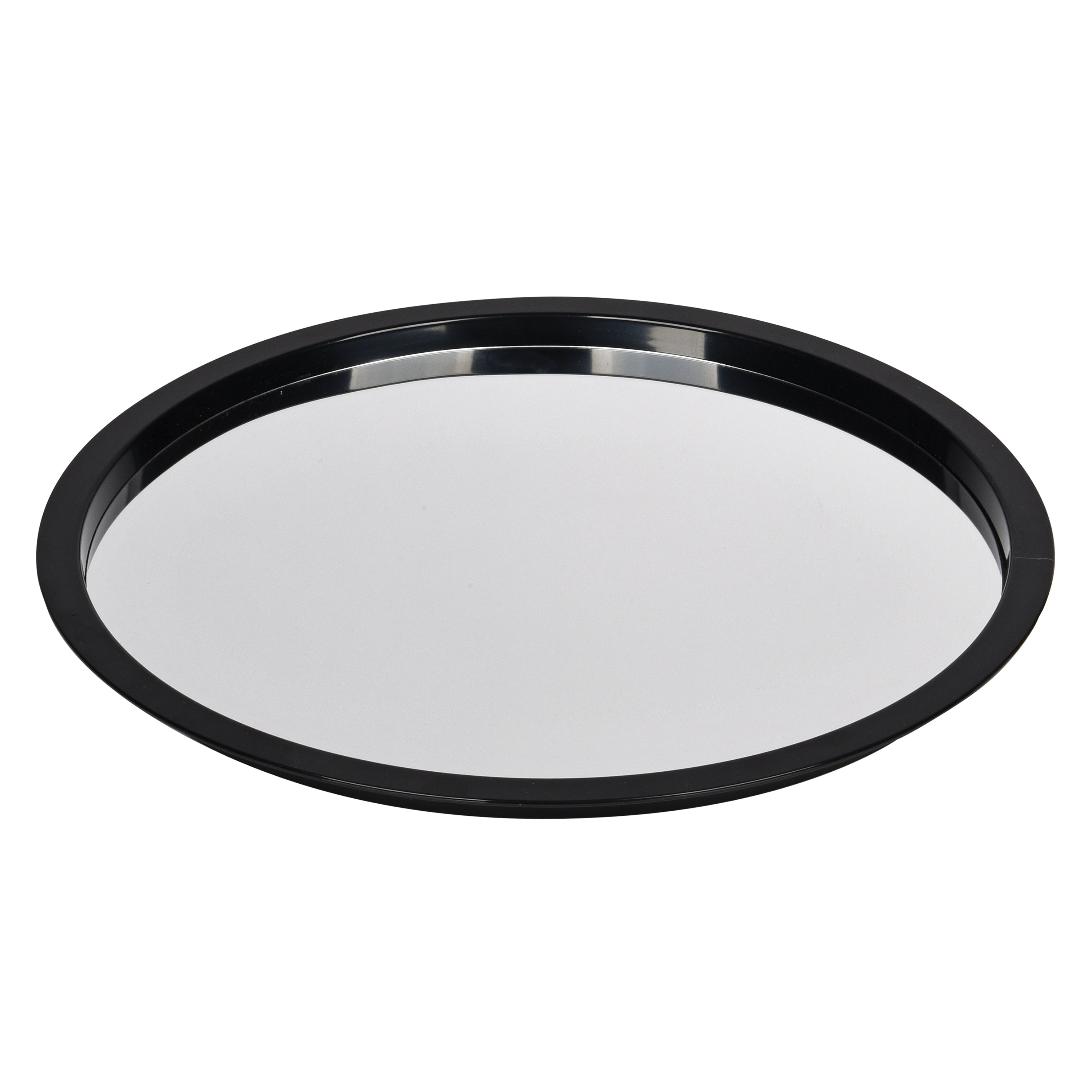 Round tray with black frame on a white background