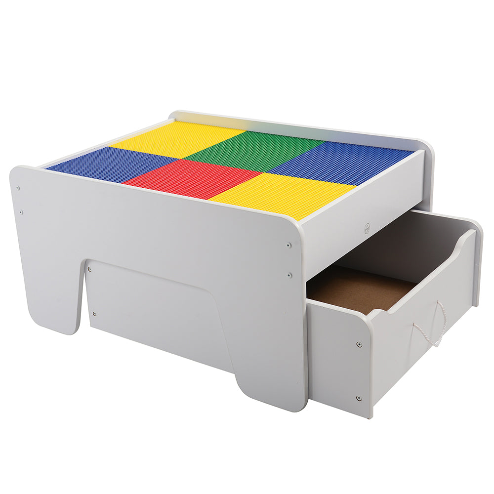 Preschool Building Brick Activity Table with Pulled Out Storage Drawer