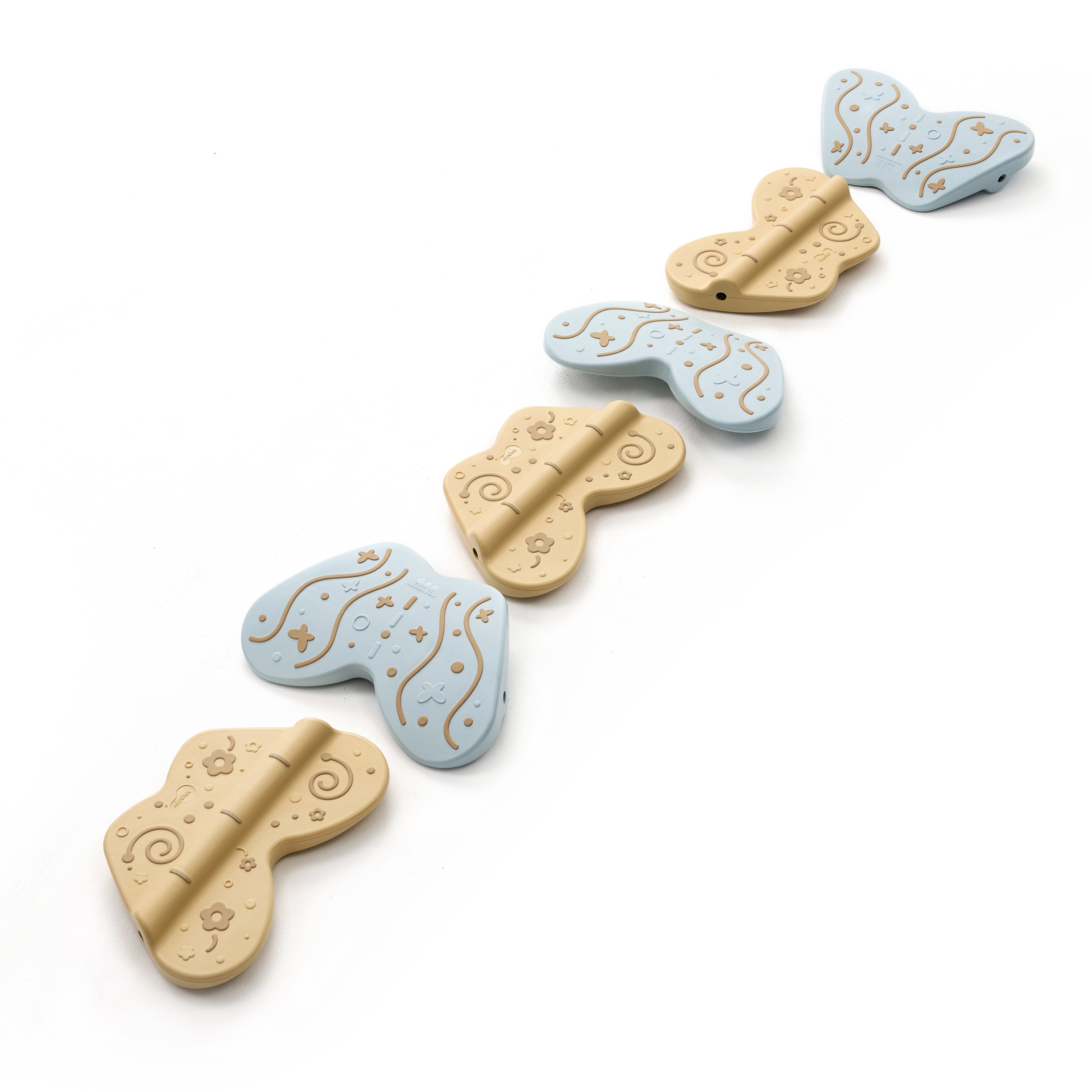 Set of butterfly-shaped stepping stones on a white background