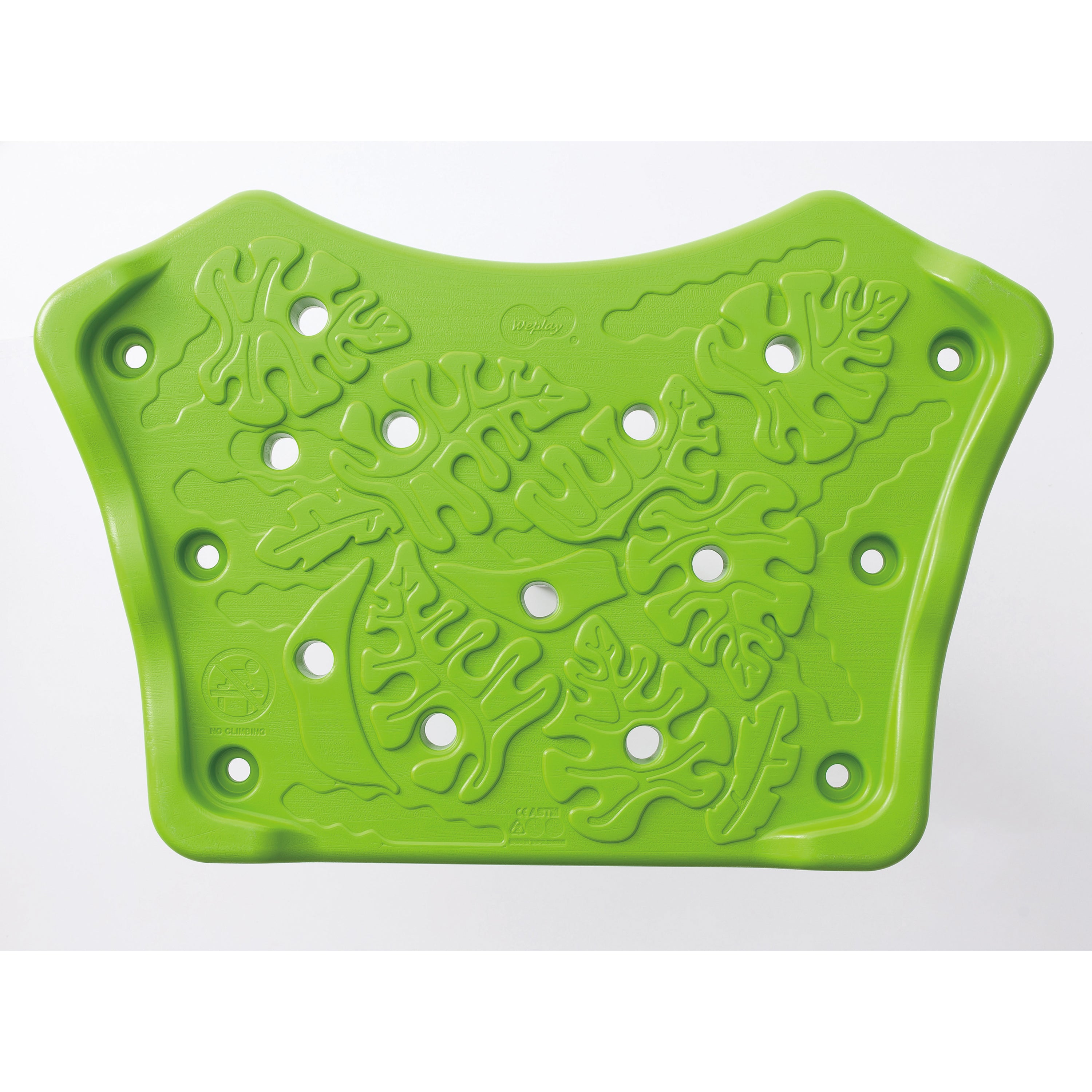 Green plastic component with textured surface on a white background