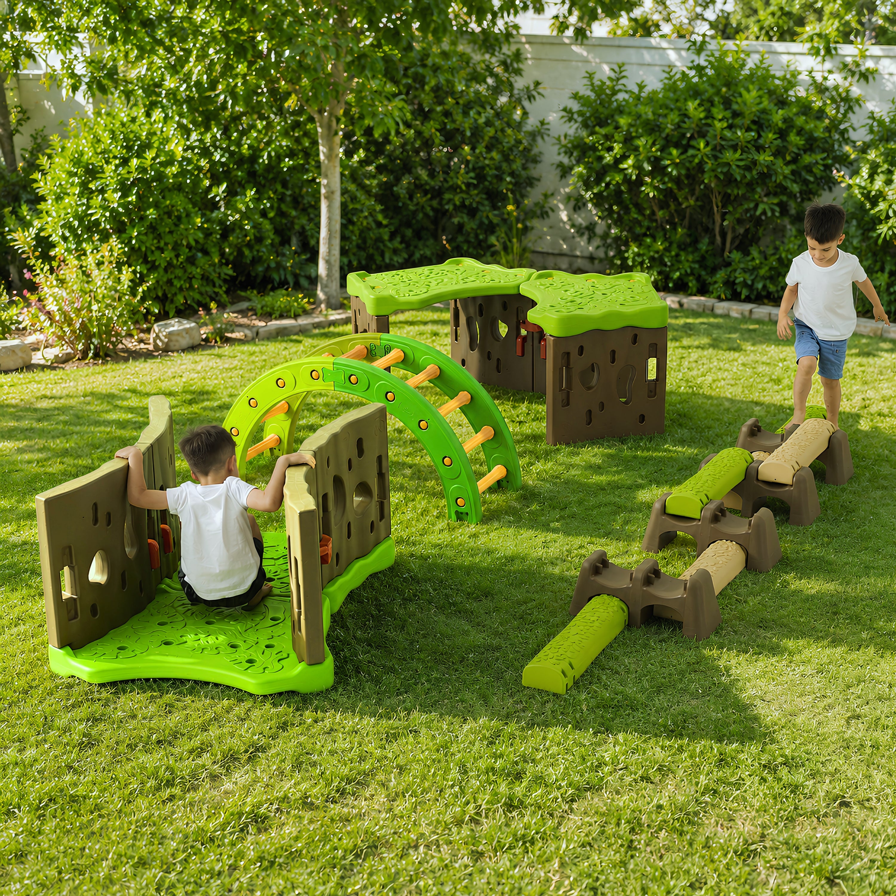 Jungle Forest Adventure | Nature-Inspired Gross Motor Activity Set with Forest Tunnel, Jungle Trail & Balance Arch
