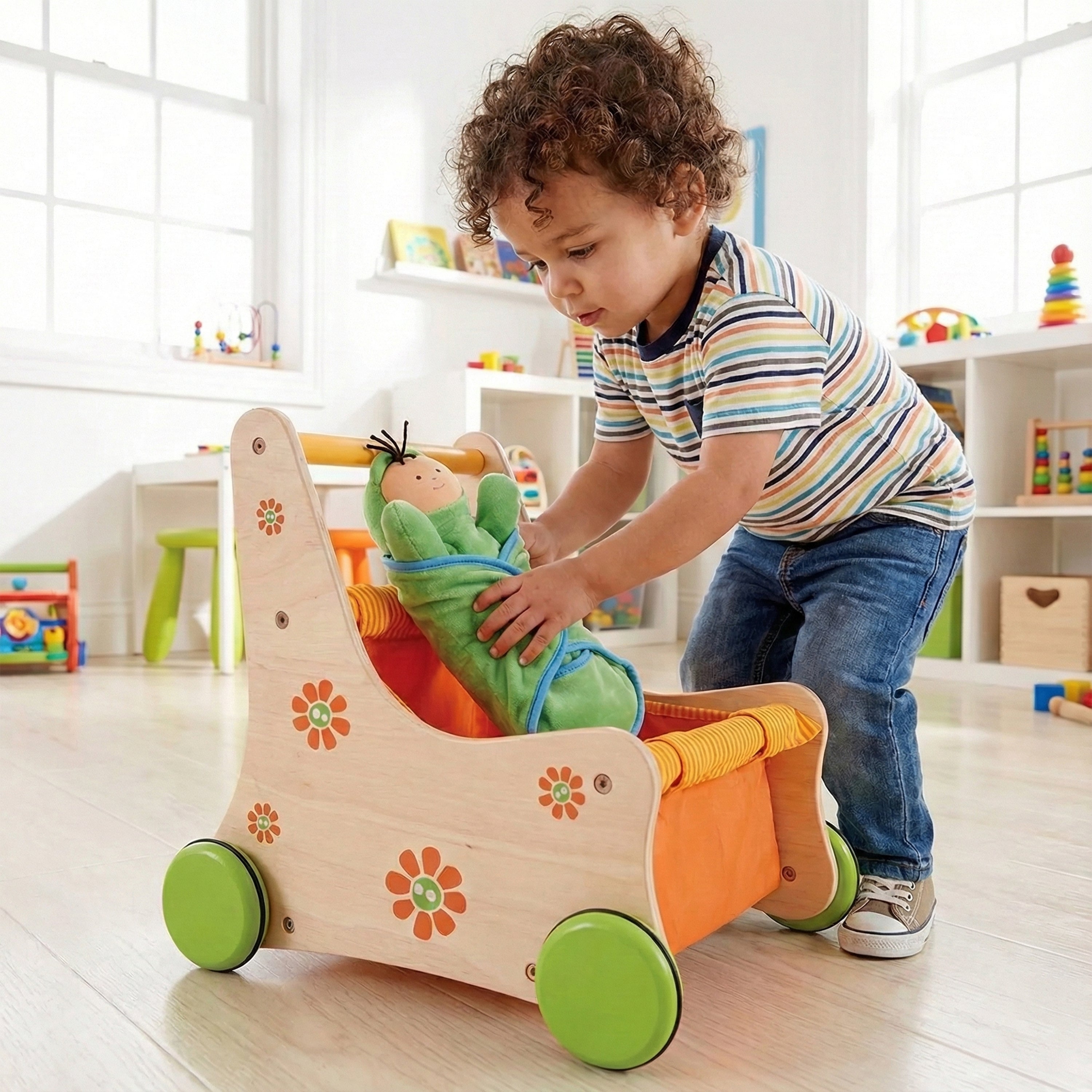 Beginner's Wooden Push Buggy with Safe Storage for Ages 12 Months+