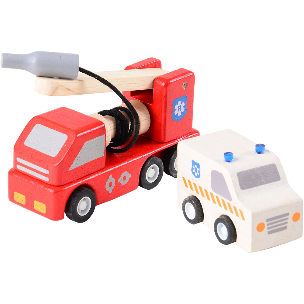 Wooden Rescue Fire Truck and Ambulance