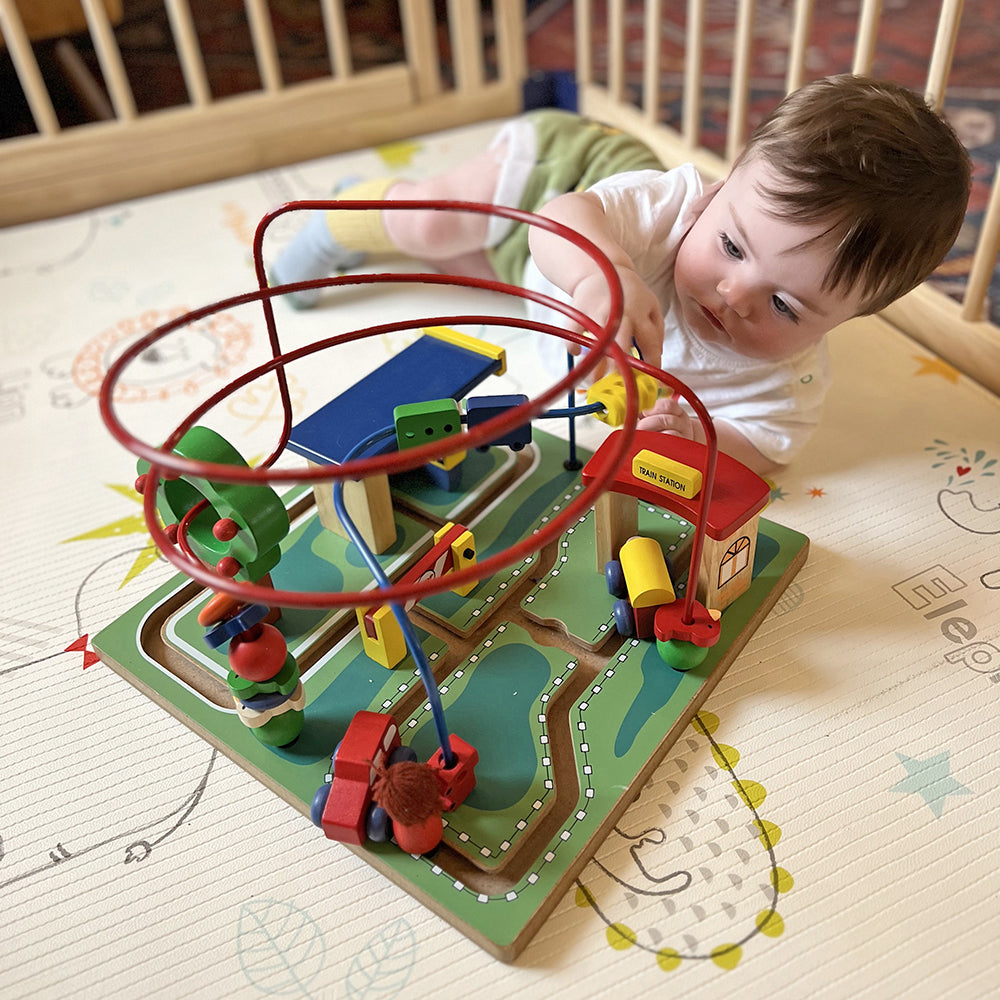 Toddler Developing Motor Skills with City Adventure Bead Maze 