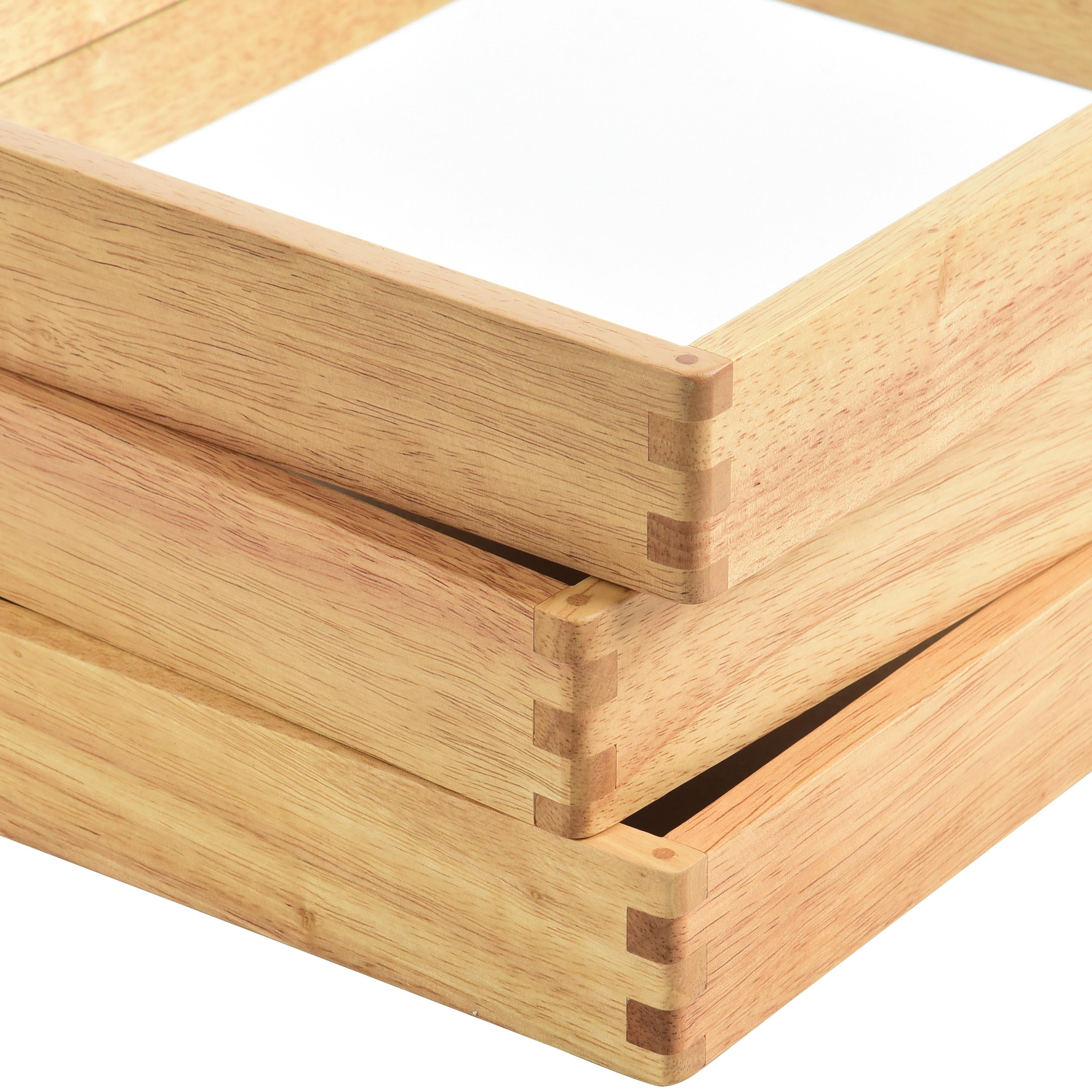 Reflective Observation Trays | Set of 3 Double-Sided Mirrored Wooden Trays for Exploring Light, Shadows & Structures