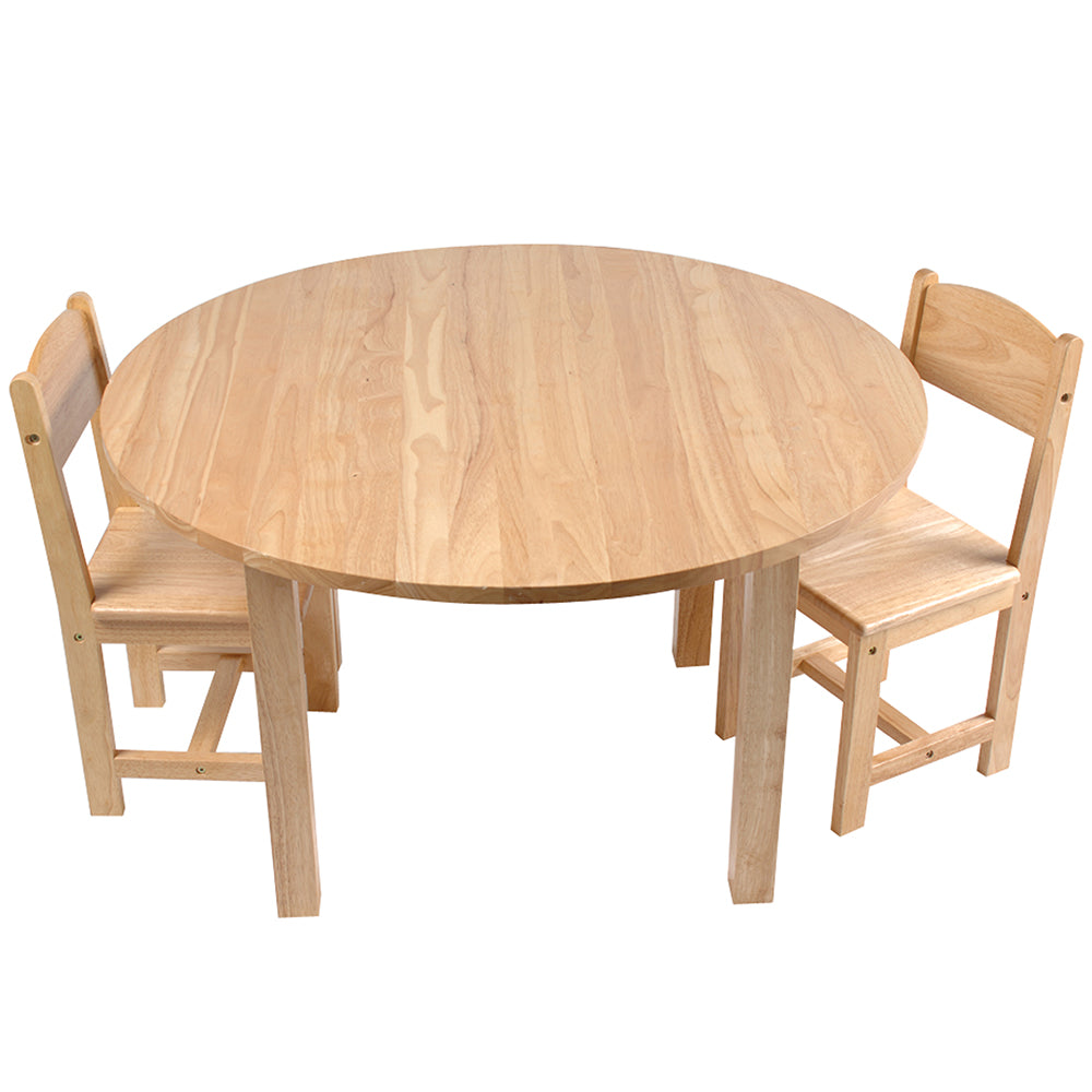 36" Round Hardwood Table with 2 Chairs | Constructive Playthings Exclusive