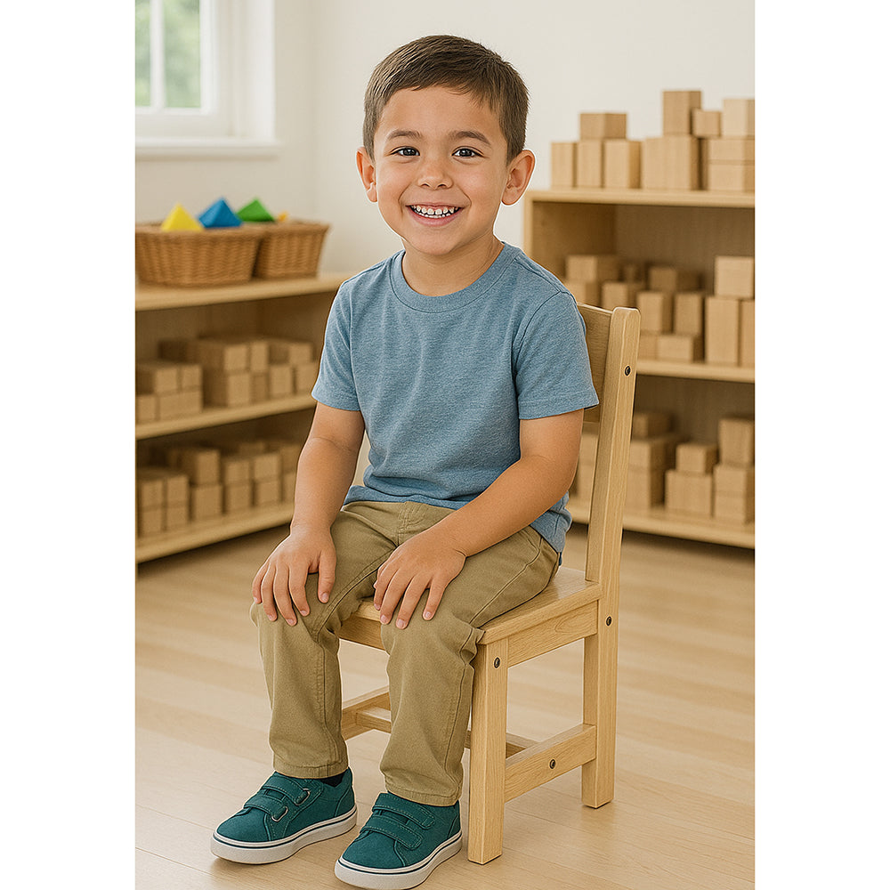 Solid Hardwood Child-Sized Chair | 12" Seat Height, Durable & Safe Classroom Seating