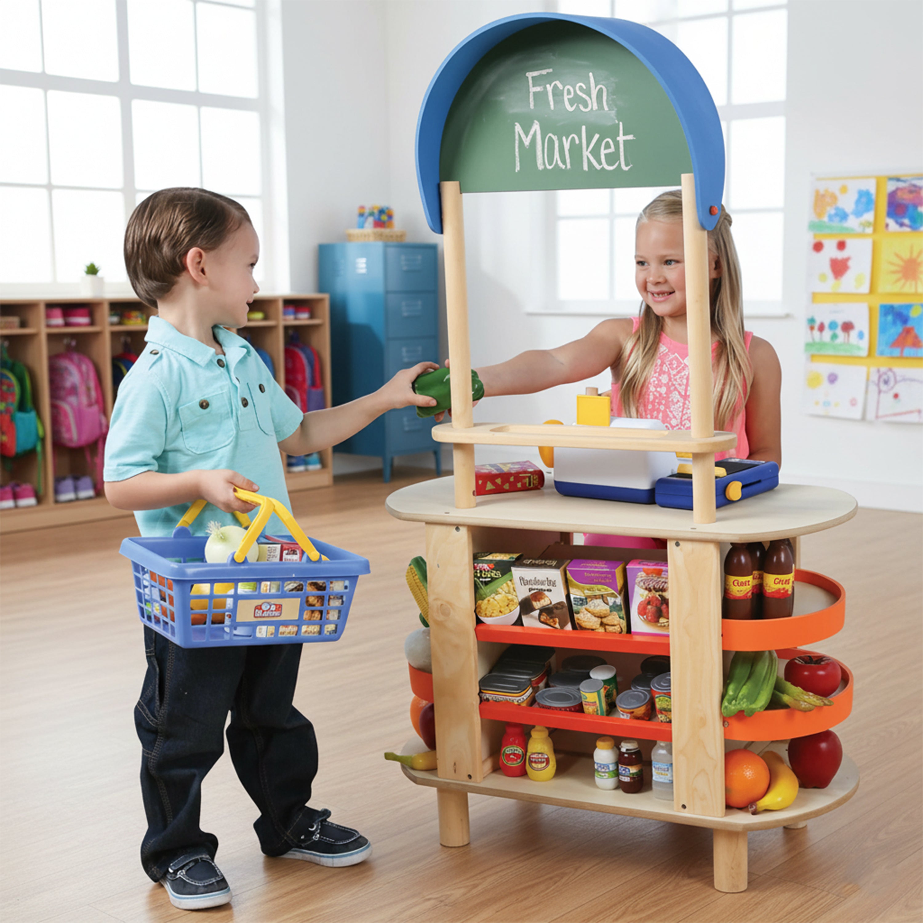 Fun-Fresh Market Stall | Child-Sized Pretend Play Furniture
