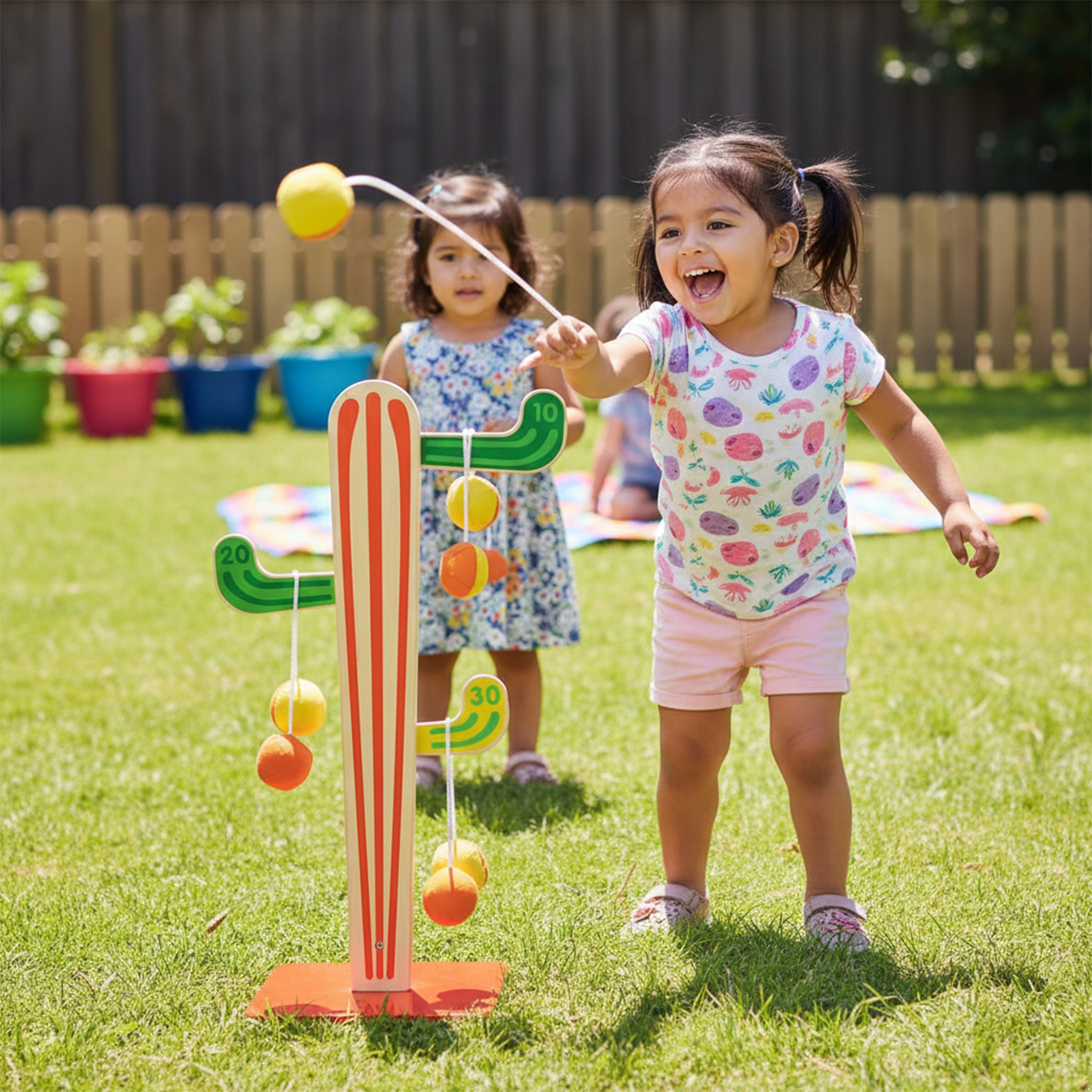 Cactus Tossing Game | Wooden Hand-Painted Target Game