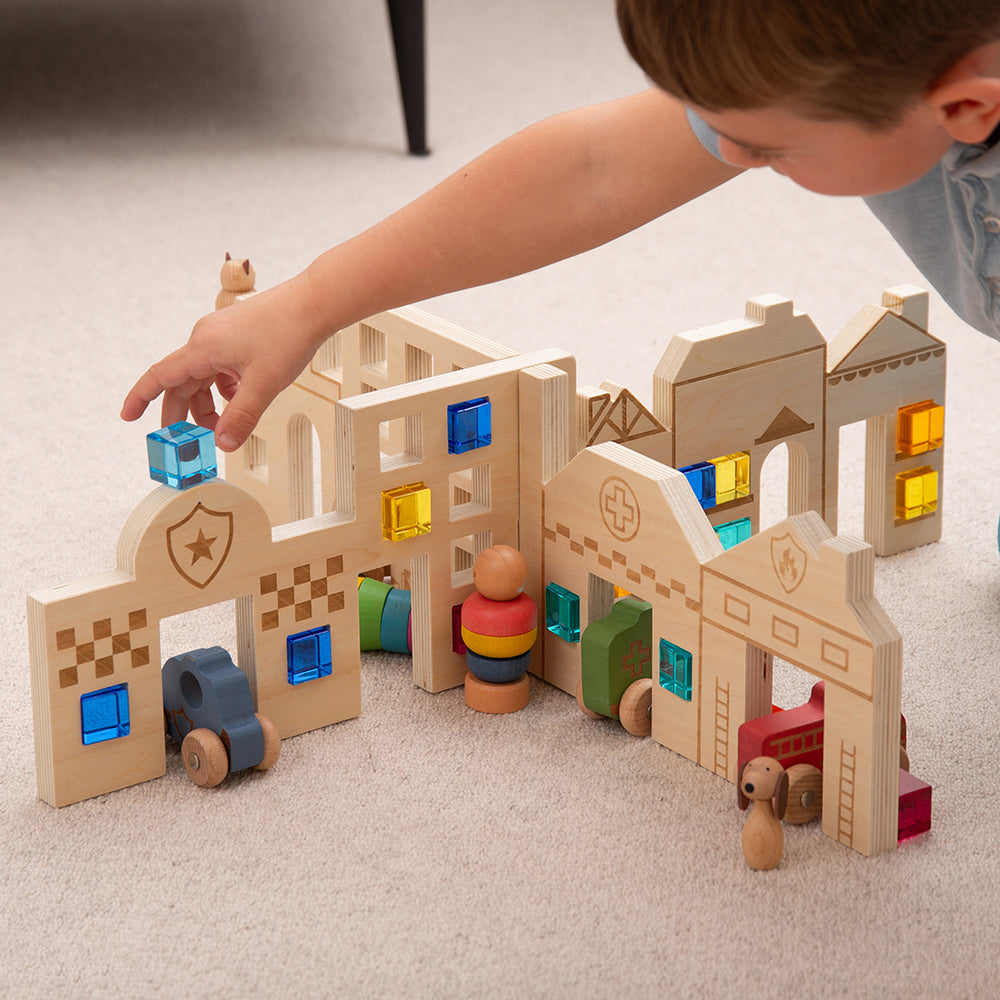 Pretend Play with Tactile Town Discovery Dividers | Wooden Storytelling & Sensory Play Panels