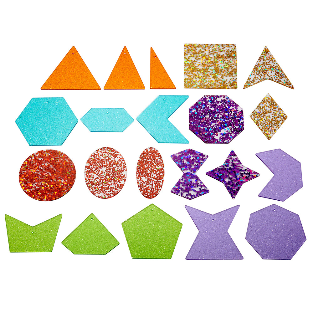 Glitter Panels 21-Piece Set | Acrylic Color and Shape Exploration for Sensory Play