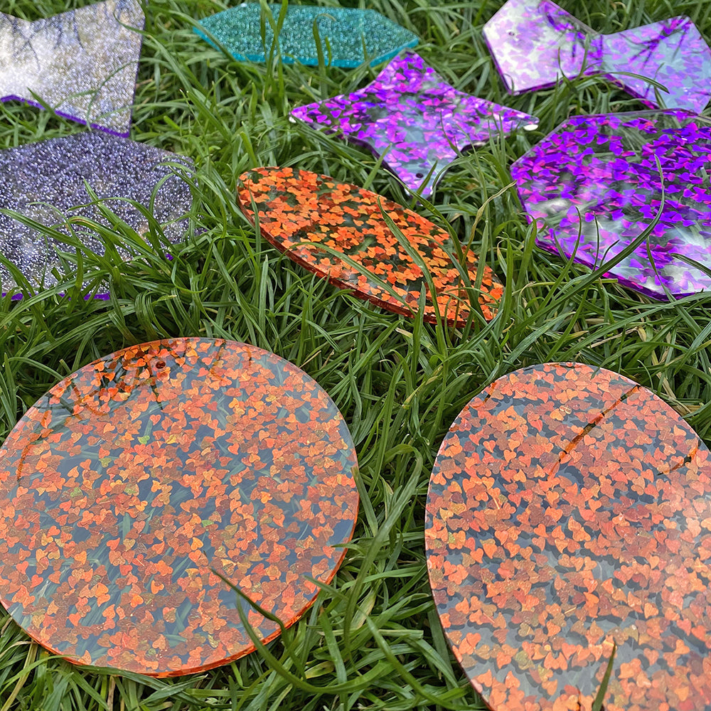 Colorful Glitter Panels in the Grass