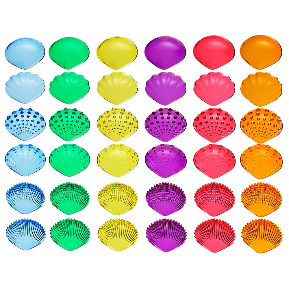 Set of 36 Translucent Tactile Shells in 6 Different Colors