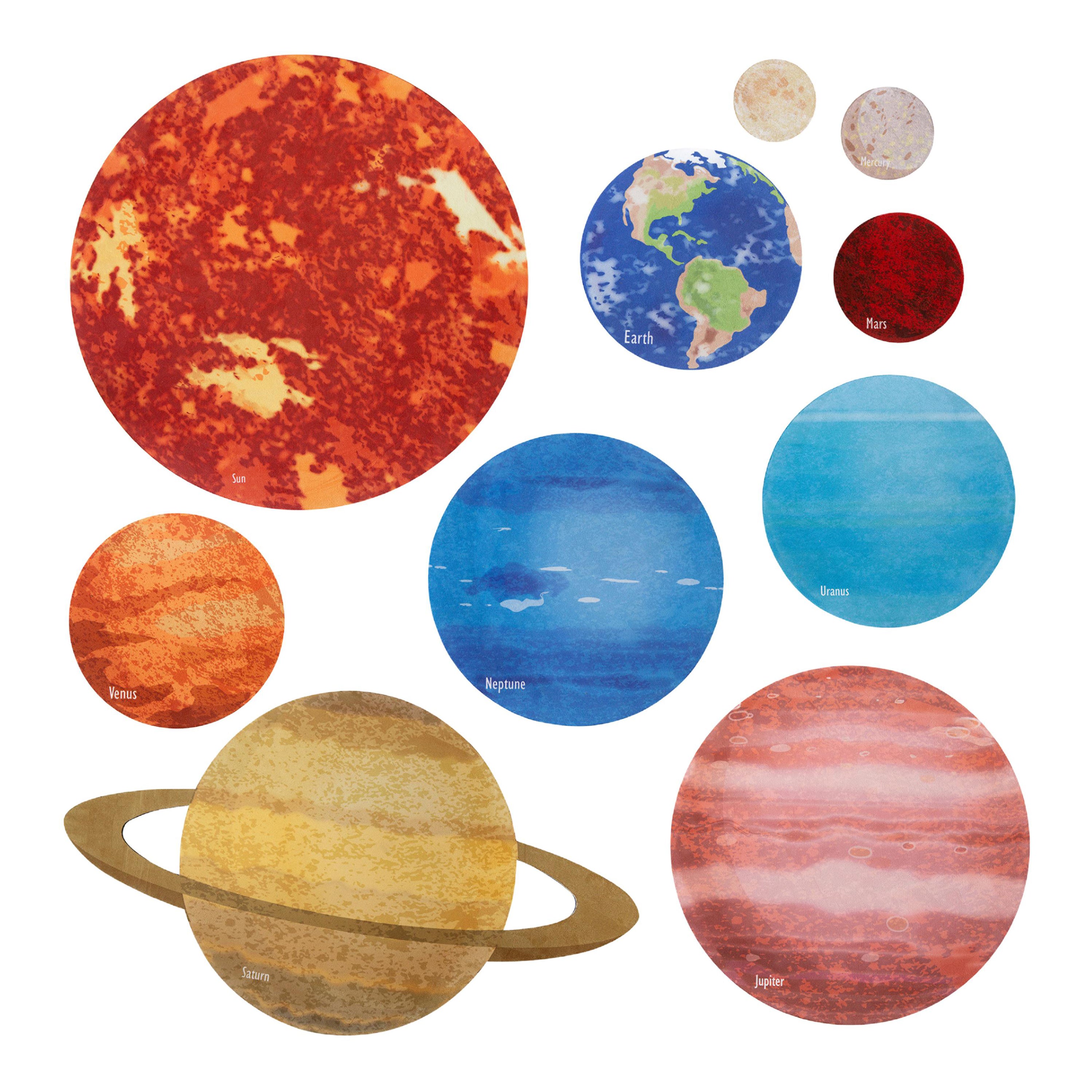 Solar System Floor Mats for Kids – 10-Piece Indoor/Outdoor Space-Themed Seating Set with Non-Slip Rubber Backing & Labeled Planets