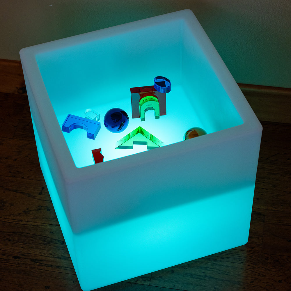 Blue Light Cube Sensory Play